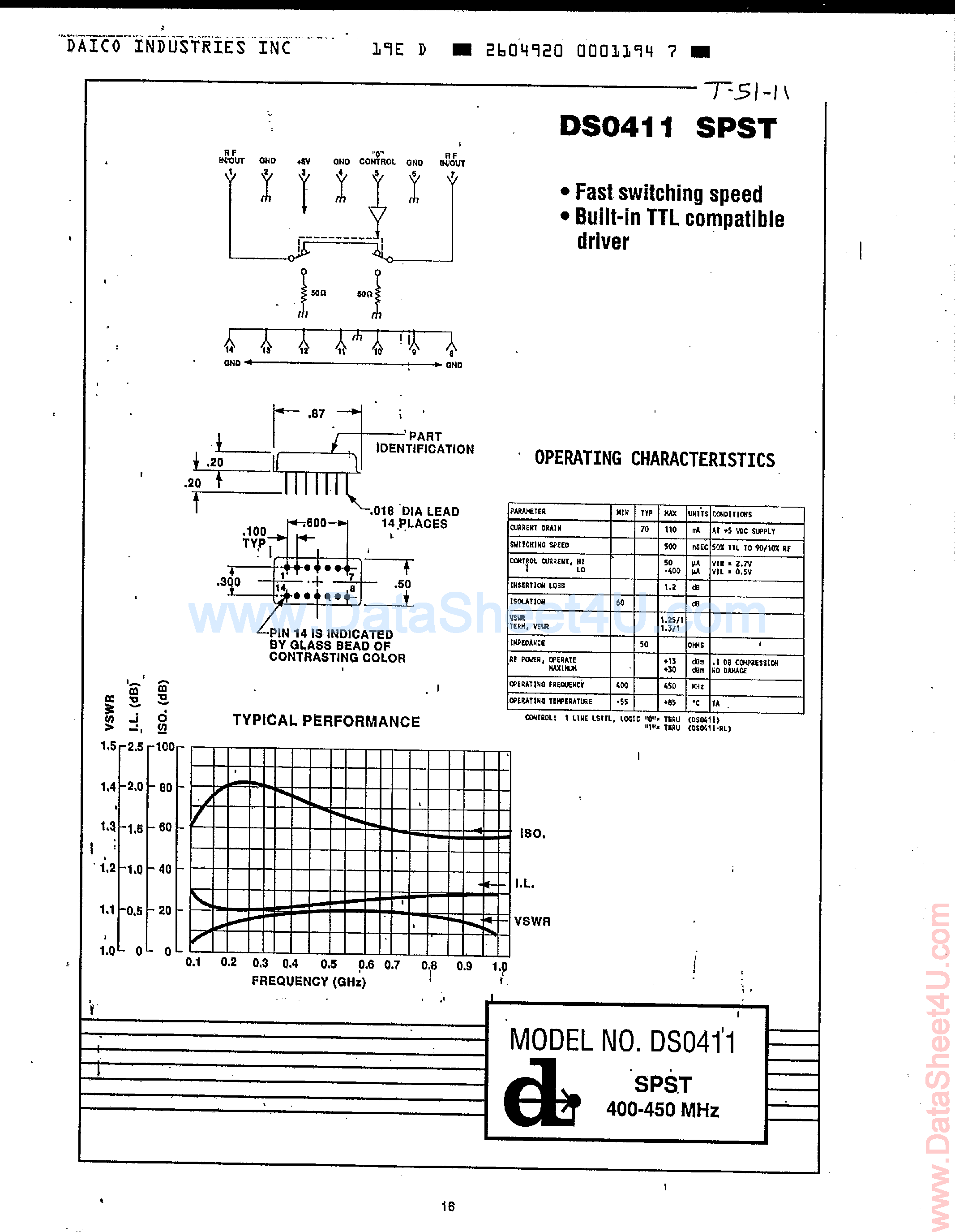 Datasheet DS0411 - Built-in TTL Compatible Driver page 1