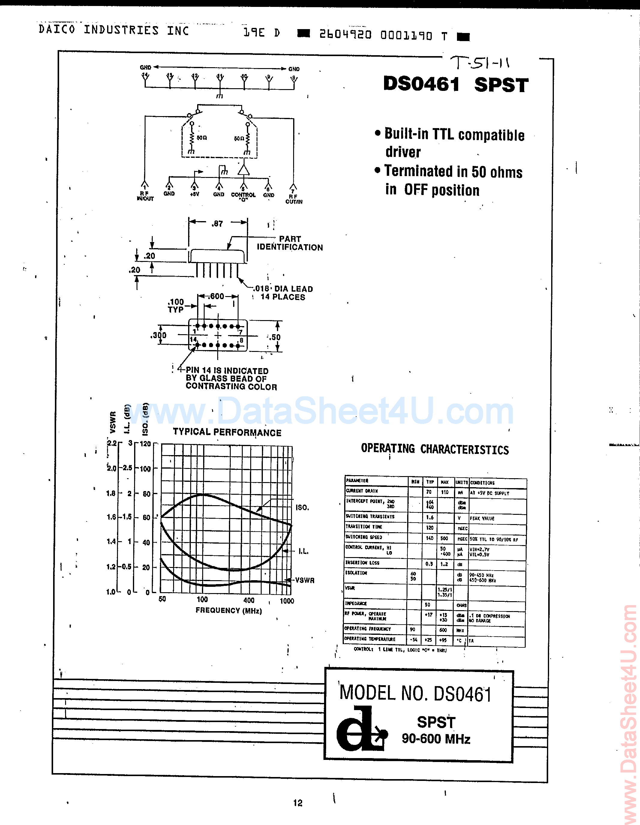 Datasheet DS0461 - Built-in TTL Compatible Driver page 1