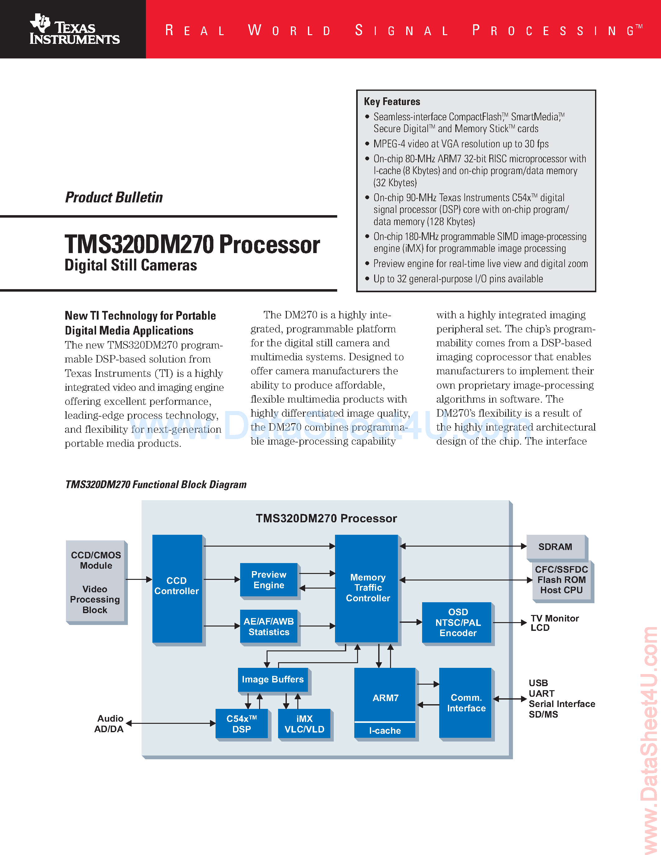 Datasheet DM270 - Digital Still Cameras Processor page 1