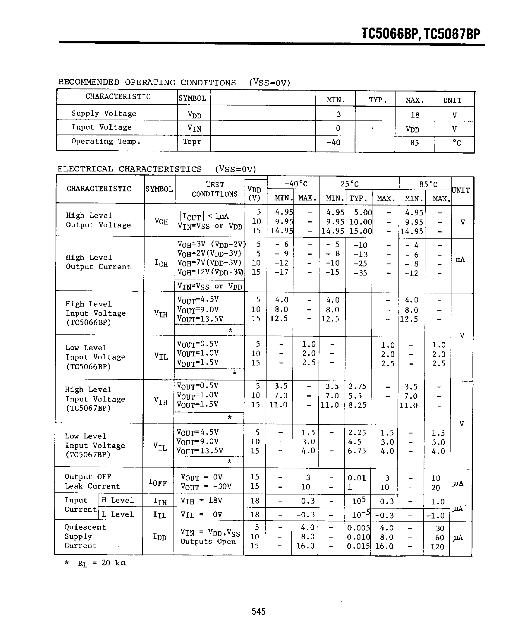Даташит на микросхему TC5066BP страница 2 Даташит TC5066BP - (TC5066BP / TC5067BP) 7-High Voltage Buffer страница 2