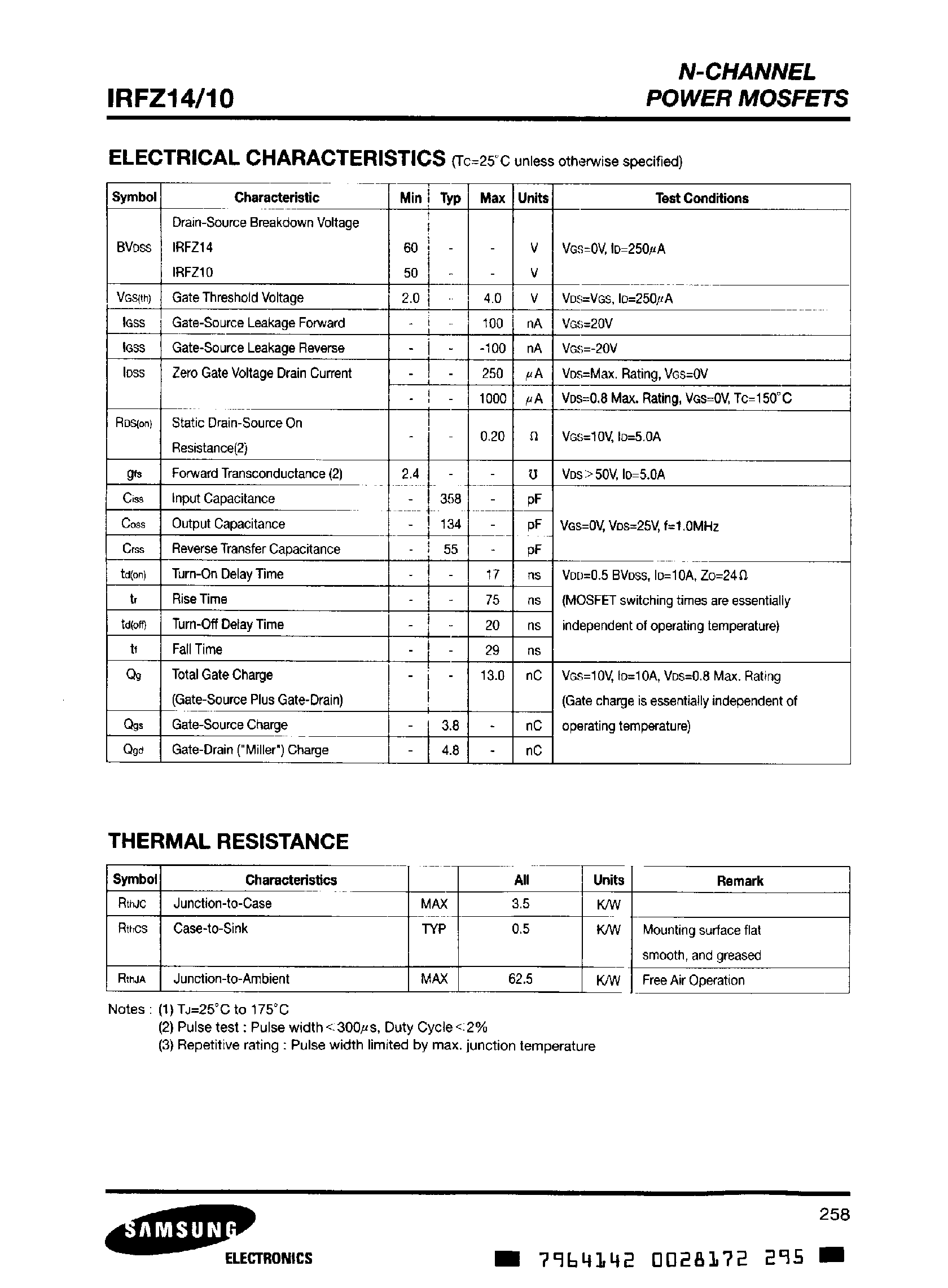 Datasheet IRFZ10 - (IRFZ10 / IRFZ14) N-Channel Power MOSFET page 2