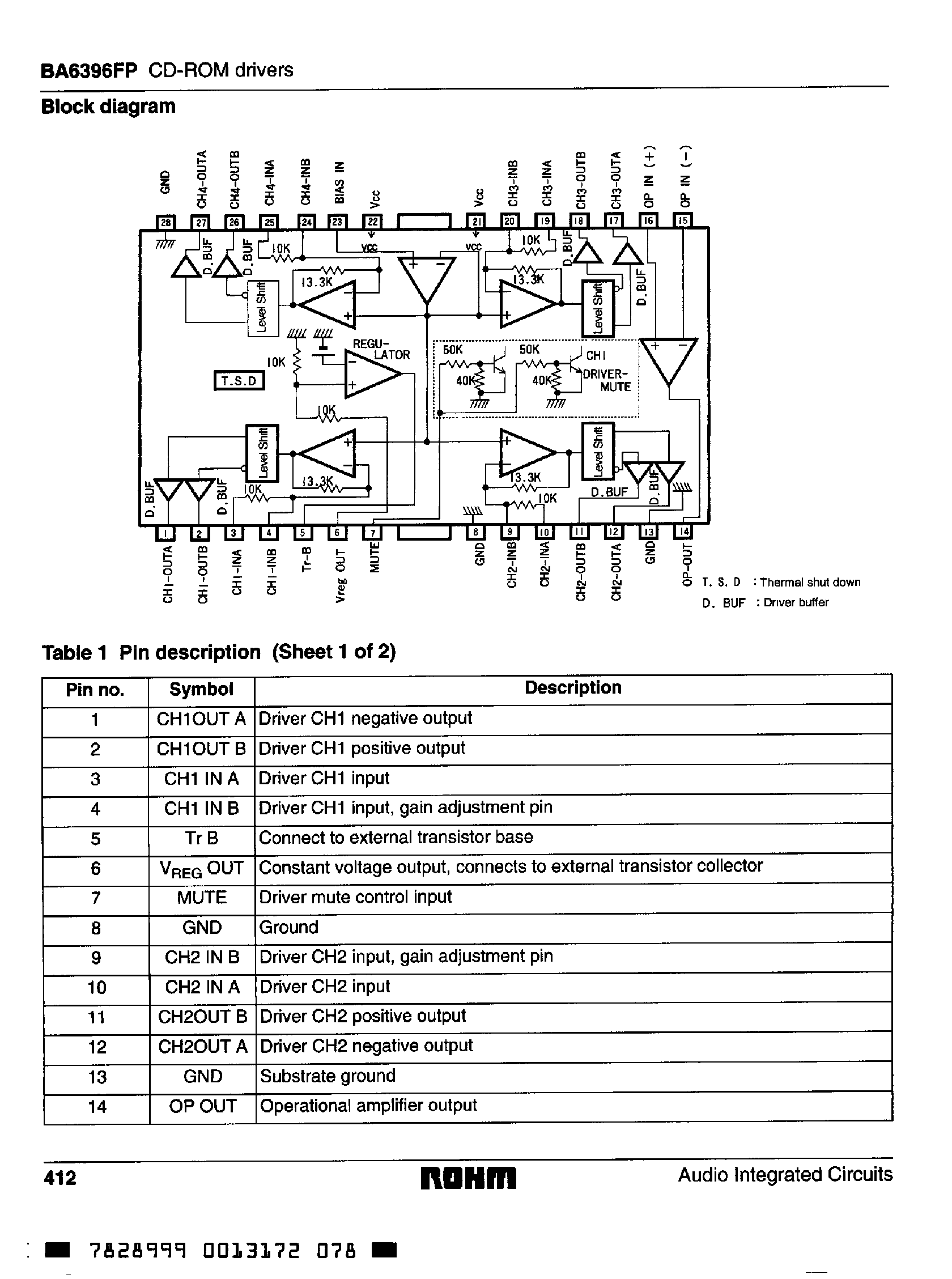 Datasheet BA6396FP - 4-Channel BTL Driver page 2