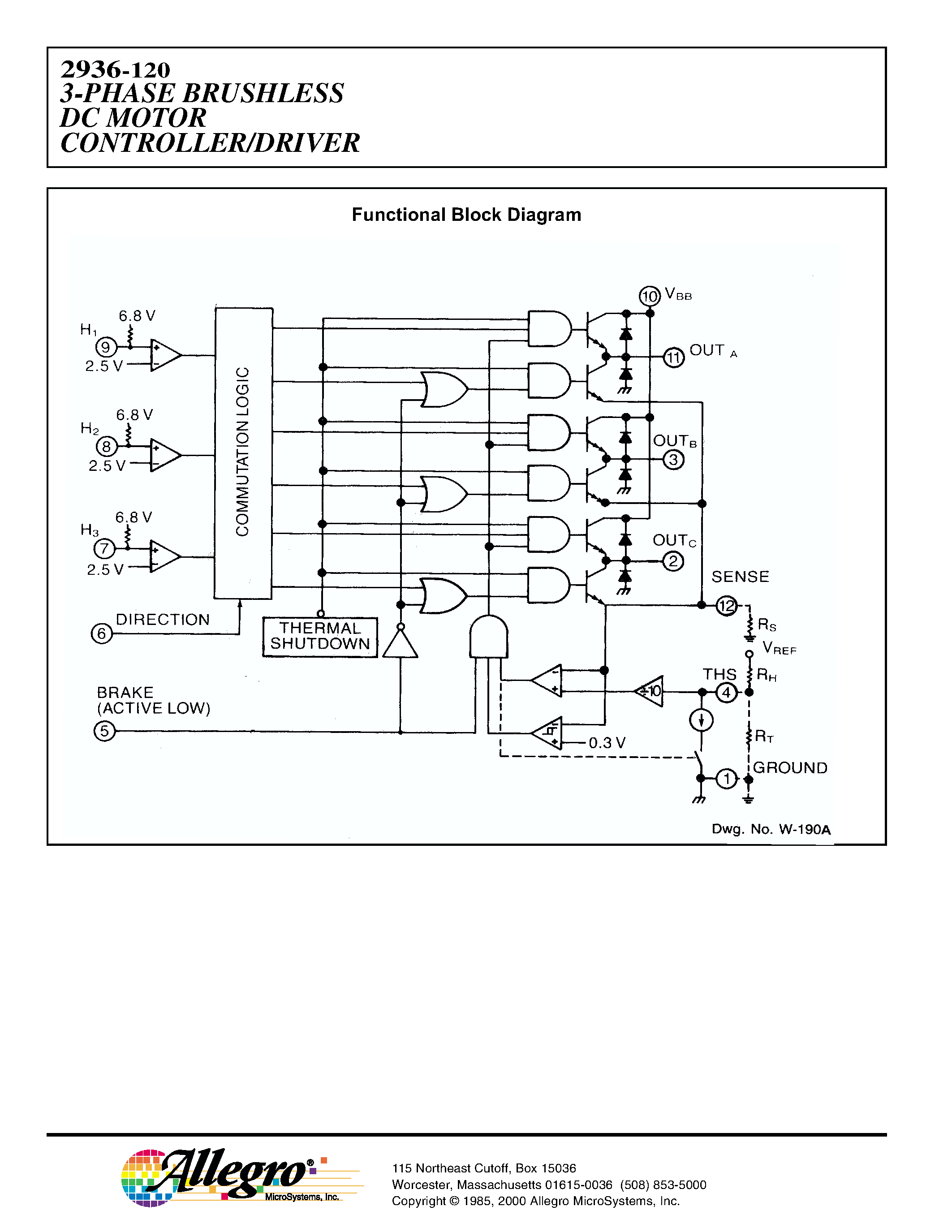 Datasheet UDQ2936-120 page 2 Datasheet UDQ2936-120 - 3-PHASE BRUSHLESS DC MOTOR CONTROLLER/DRIVER page 2