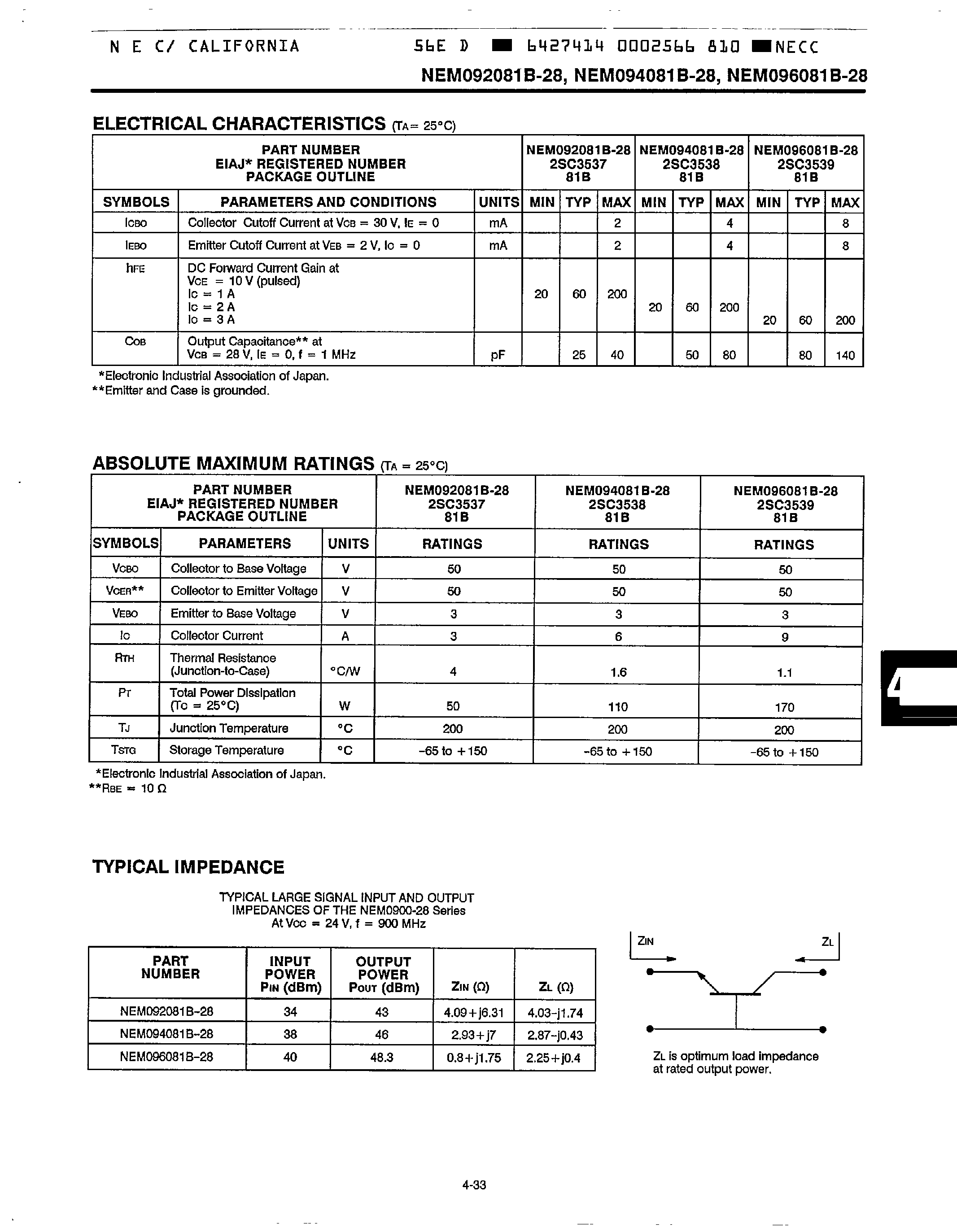 Datasheet 2SC3537 - (2SC3537 - 2SC3539) 28 Volt Power Transistor page 2