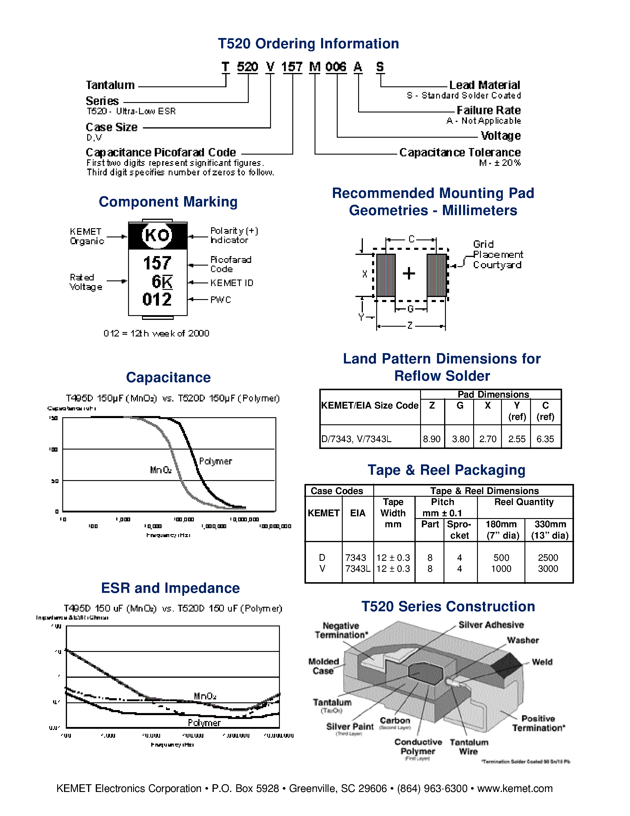 Datasheet T520V107M010AS - (T520V107M0xx) Organic Capacitor page 2