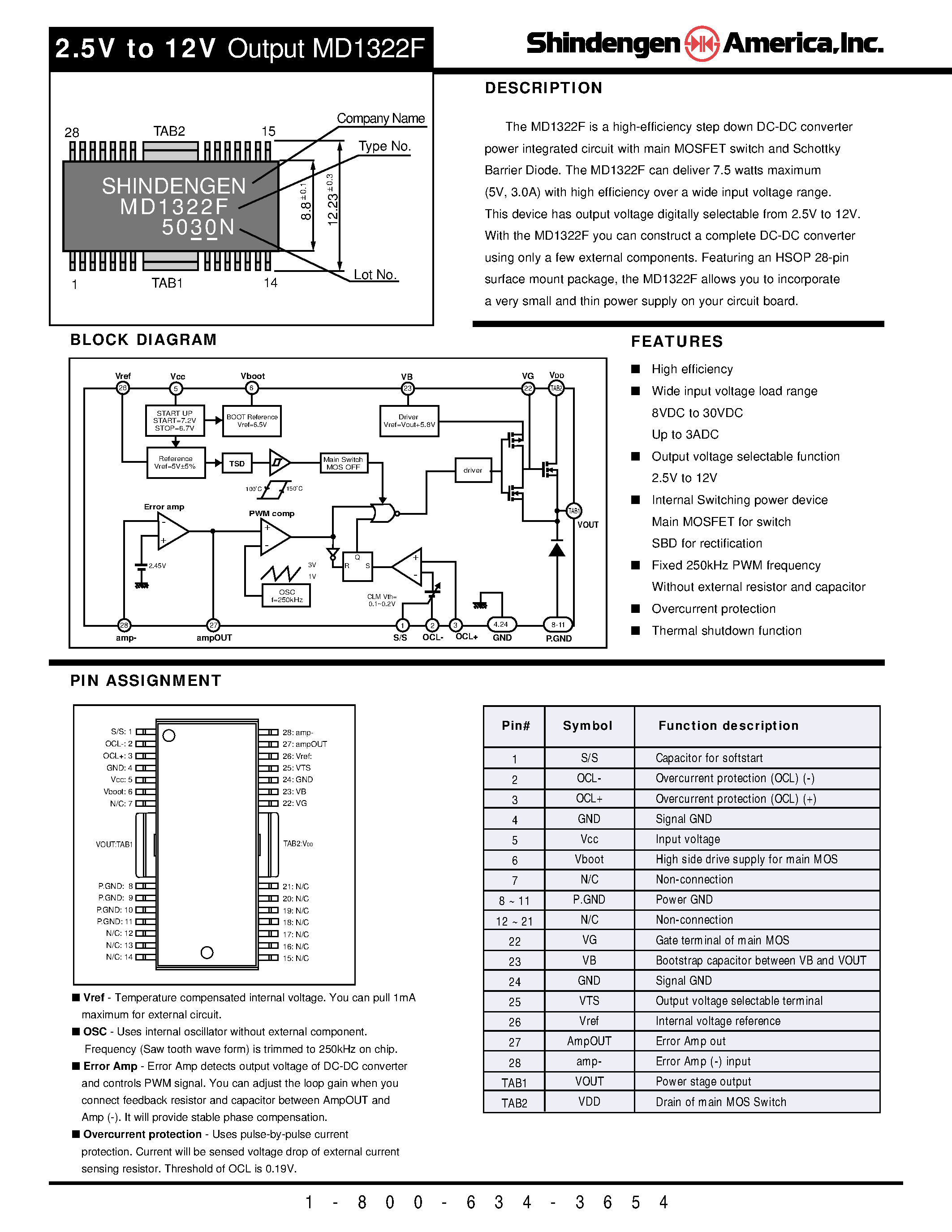 Datasheet MD1332F - High-Efficiency Step Down DC-DC Converter Power Integrated Circuit page 1