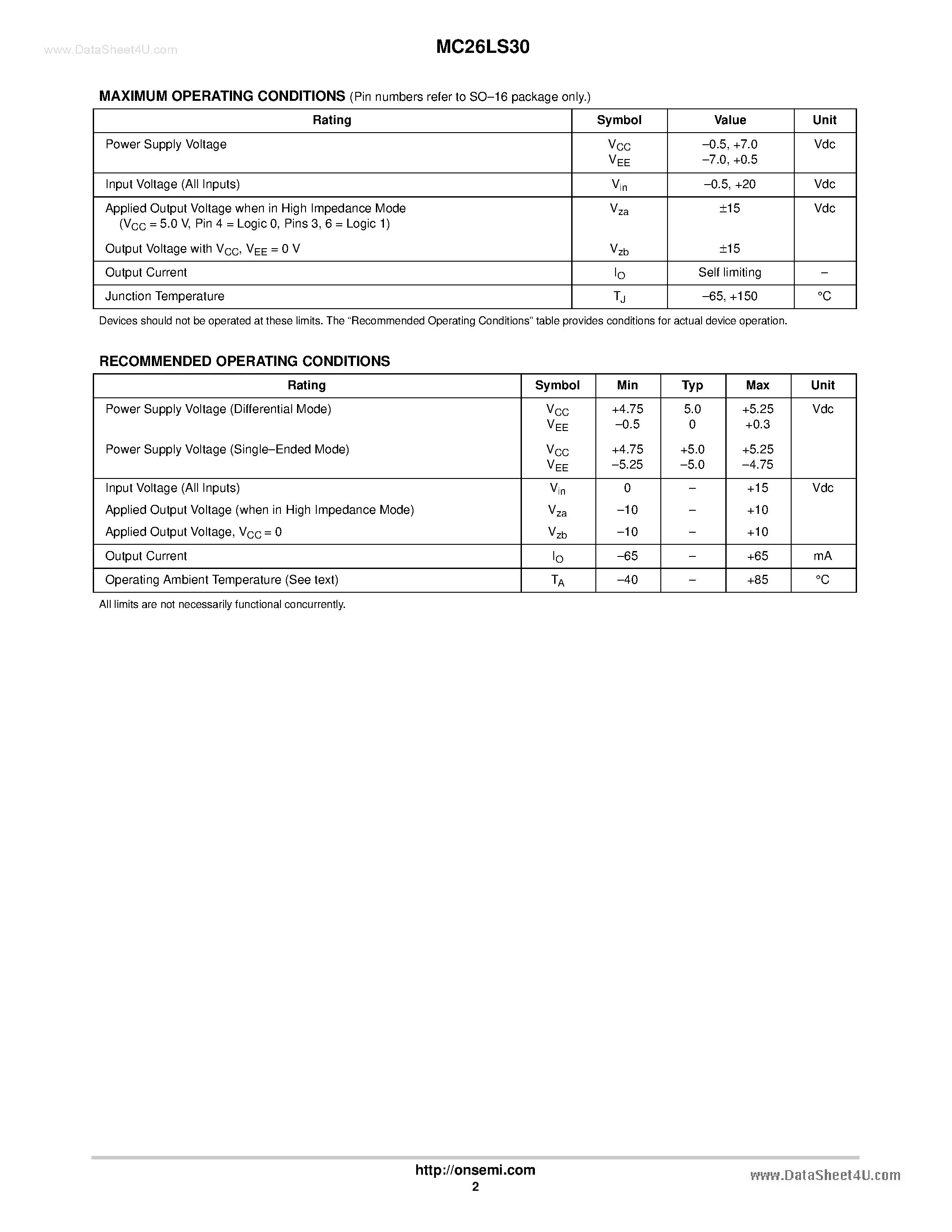 Datasheet 26LS30 - Search -----> MC26LS30 page 2