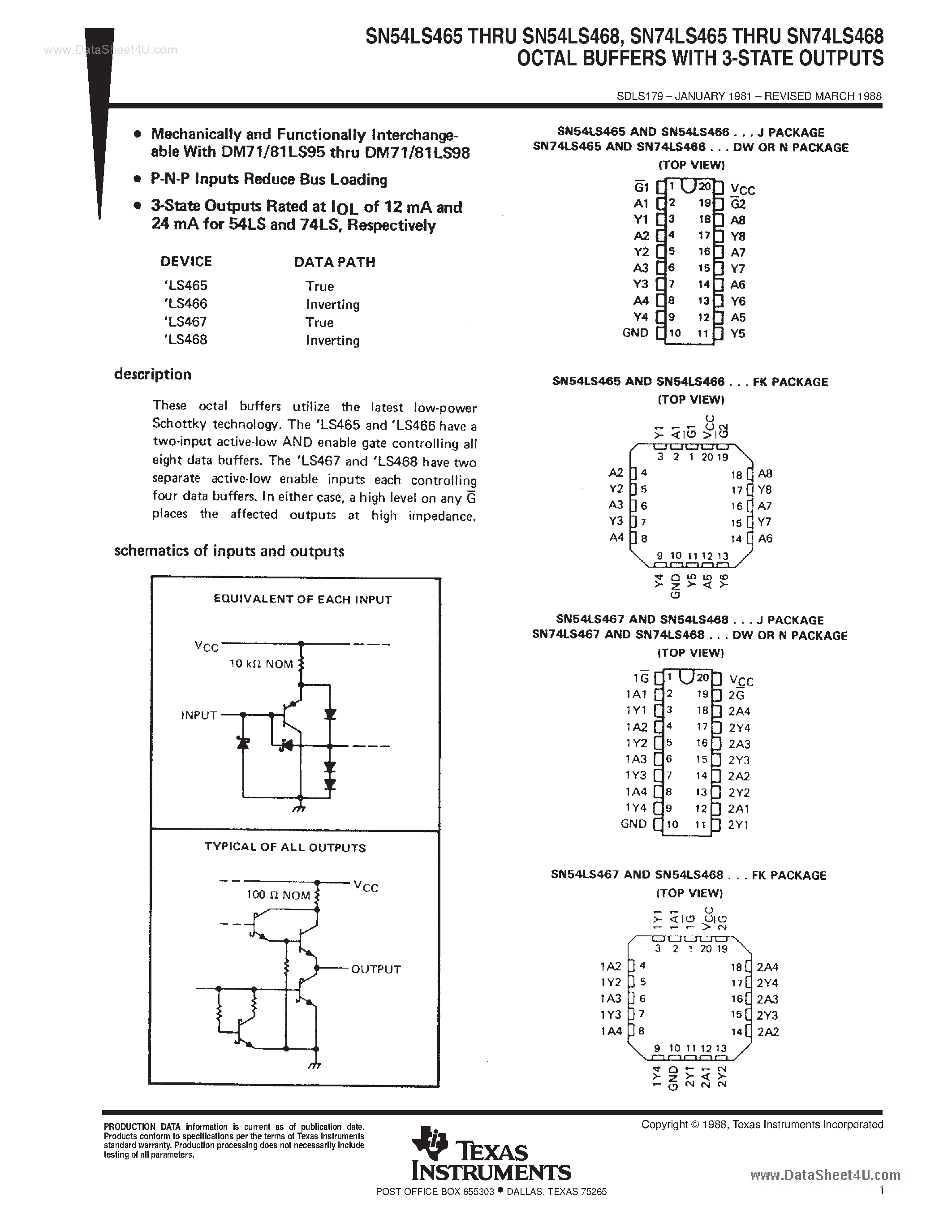Datasheet 74LS466 page 1 Datasheet 74LS466 - Search -----> SN74LS466 / DM74LS466 page 1