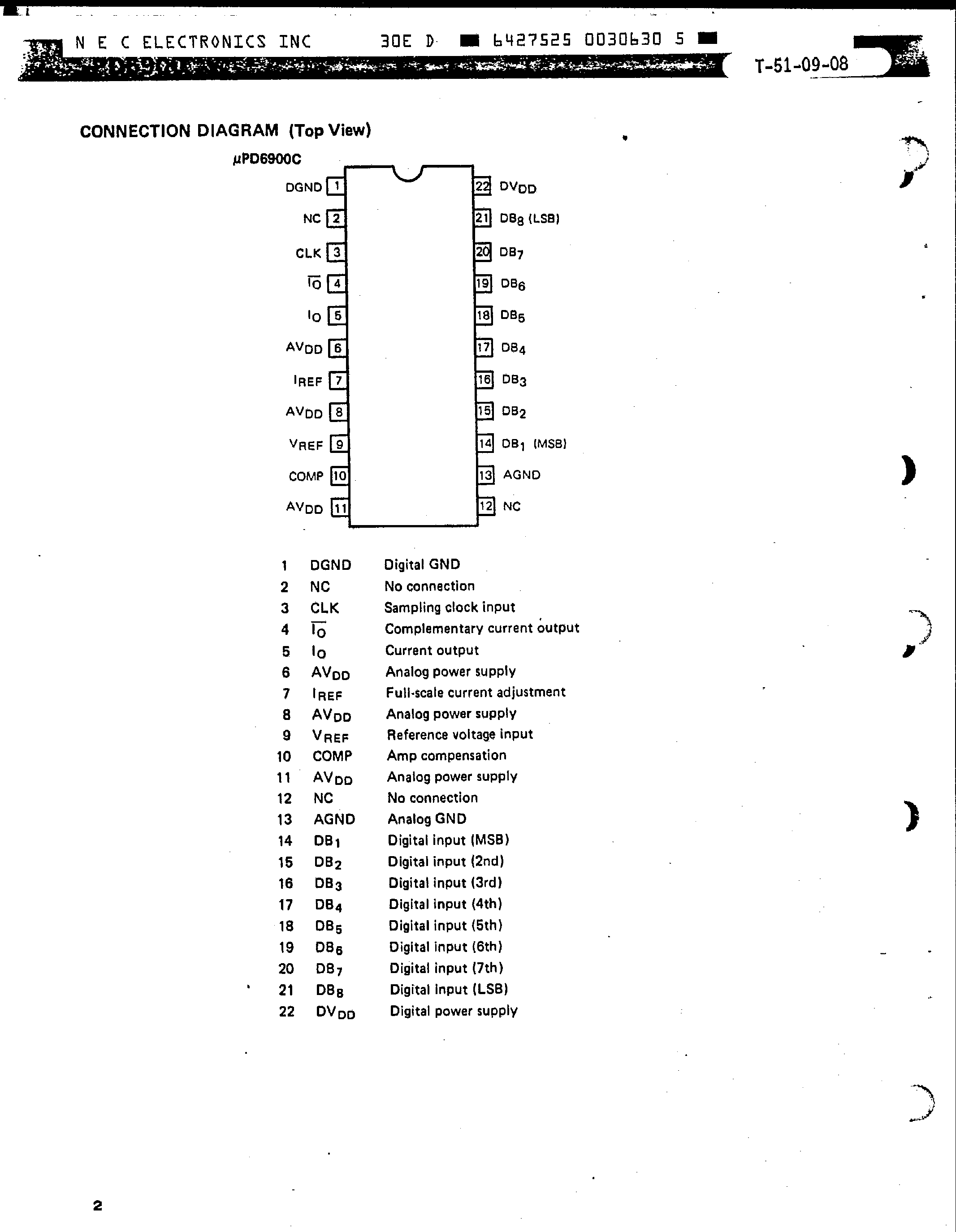 Datasheet UPD6900G page 2 Datasheet UPD6900G - 8-Bit D/A Converter page 2