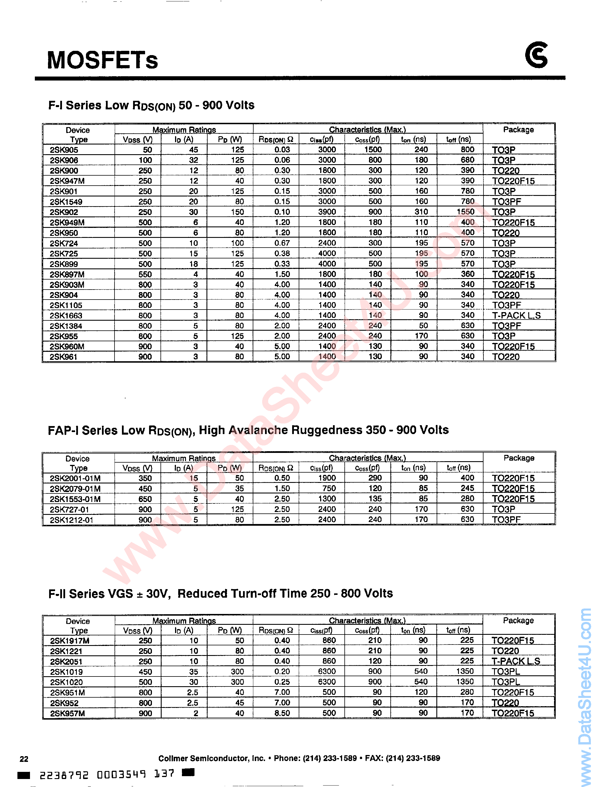 Даташит 2SK1019 - (2SKxxxx) MOSFETs страница 1