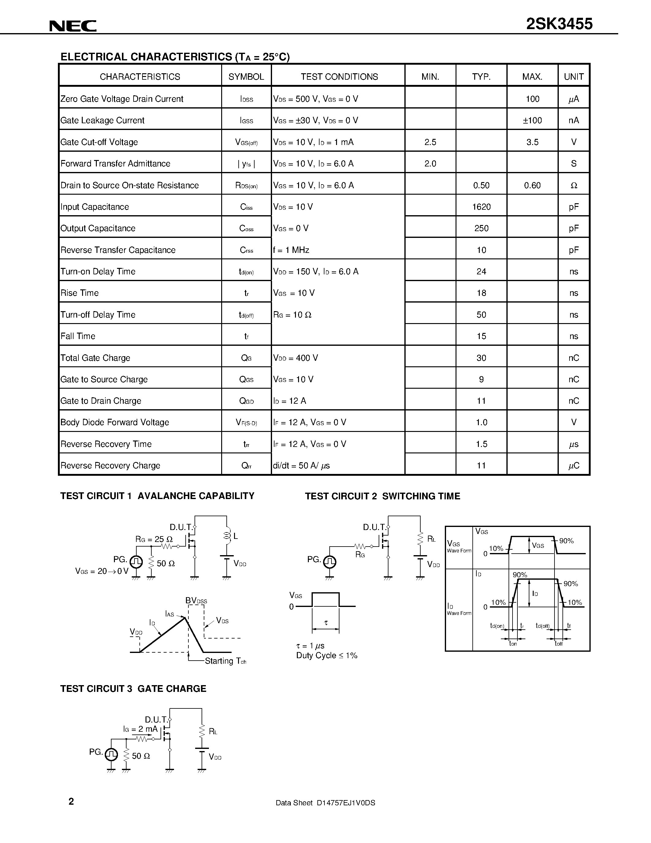 Datasheet 2SK3455 - SWITCHING N-CHANNEL POWER MOSFET page 2