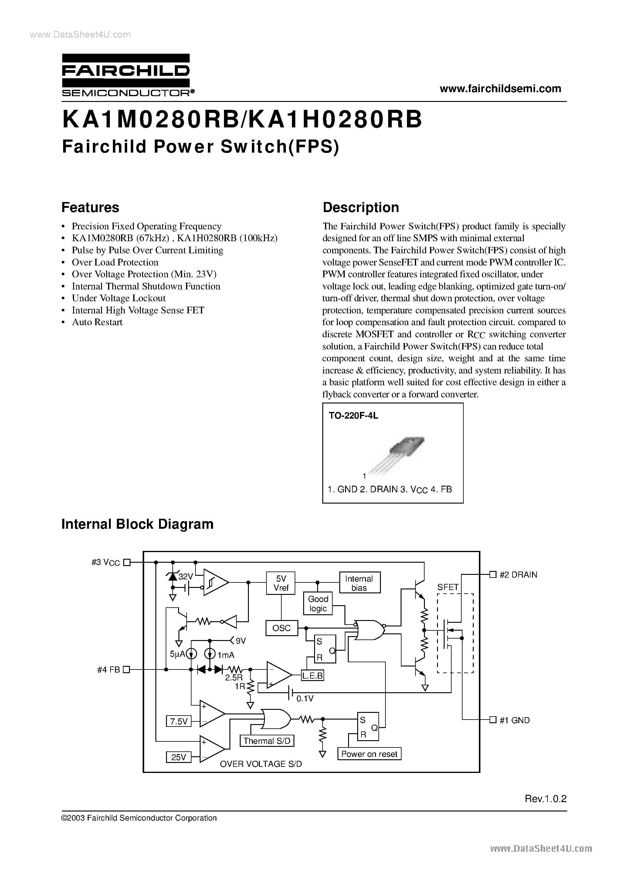 Даташит на микросхему 1H0280R страница 1 Даташит 1H0280R - Search -----> KA1H0280R страница 1
