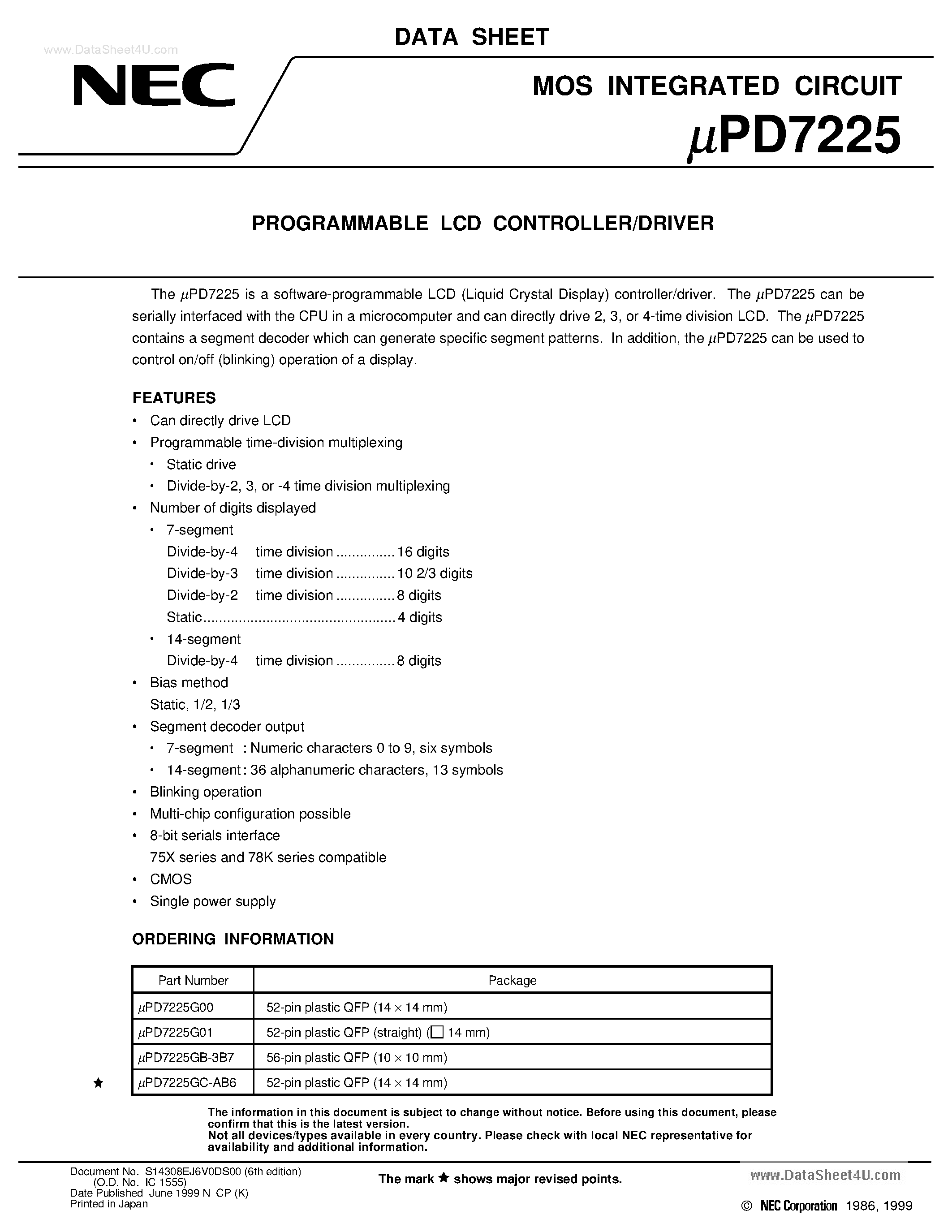 Даташит на микросхему D7225G страница 1 Даташит D7225G - Search -----> UPD7225G страница 1