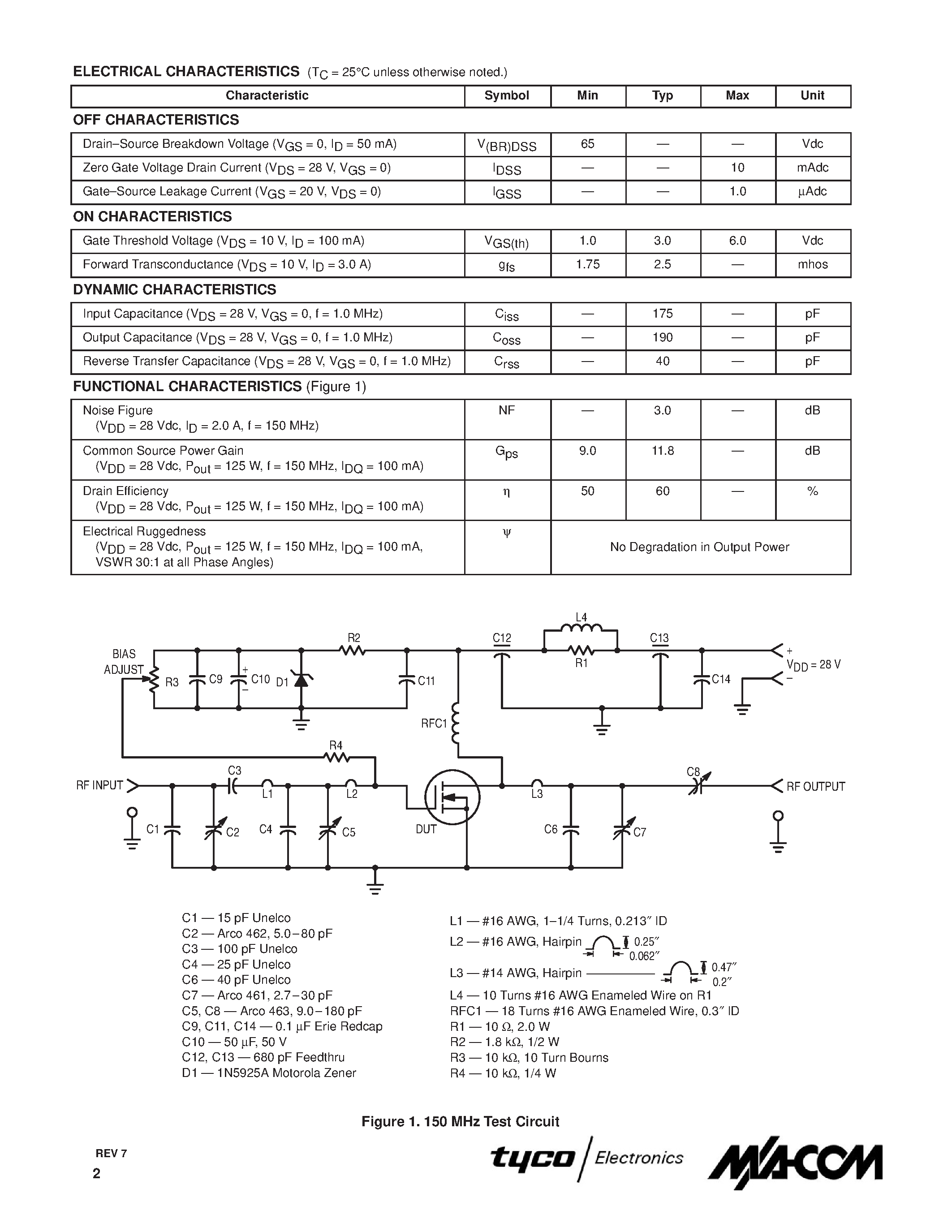 Datasheet MRF174 - N-CHANNEL MOS BROADBAND RF POWER FET page 2