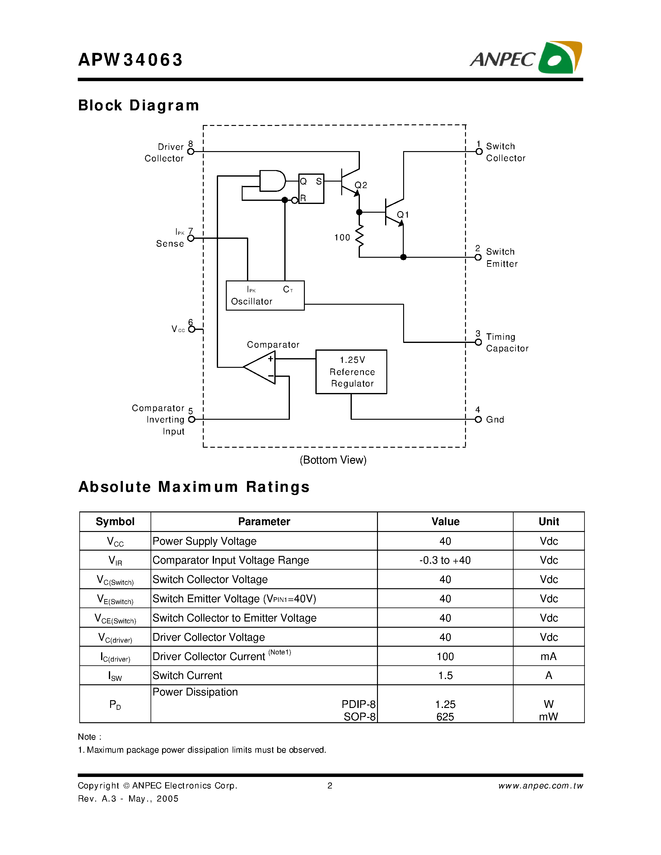 Даташит на микросхему APW34063 страница 2 Даташит APW34063 - DC/DC Switching Regulators страница 2