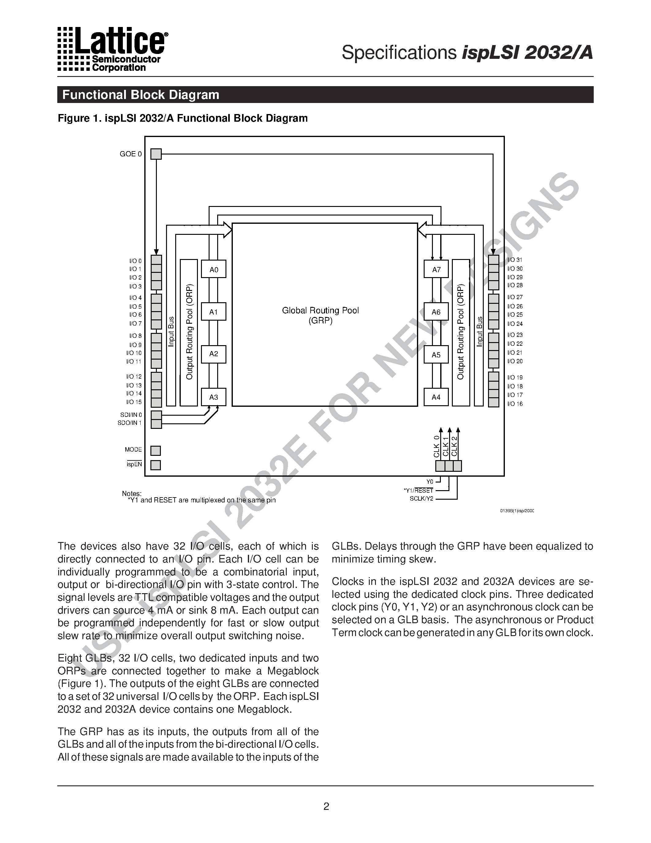 Datasheet ISPLSI2032 - (ISPLSI2032/A) In-System Programmable SuperFAST High Density PLD page 2