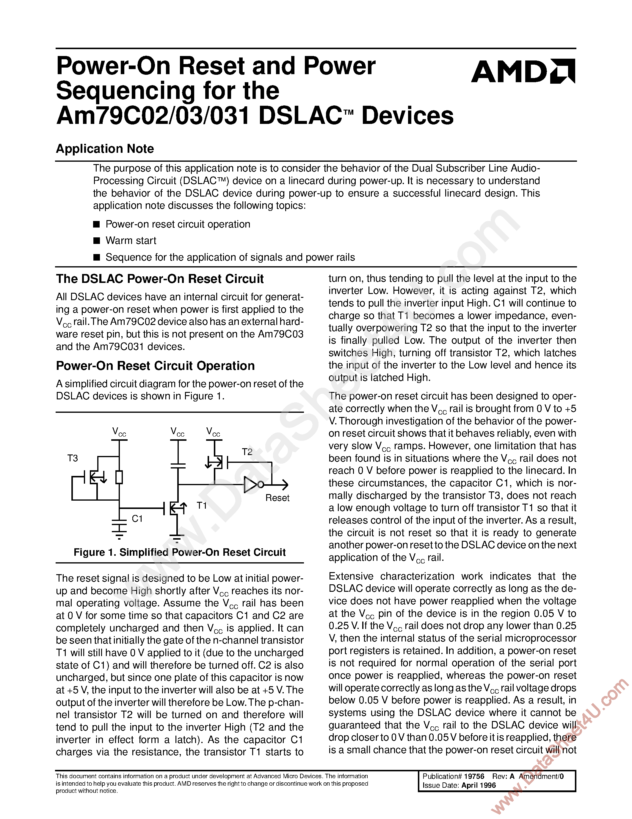 Datasheet AM79C02 - (AM79C02/03/031) Power-On Reset and Power Sequencing page 1