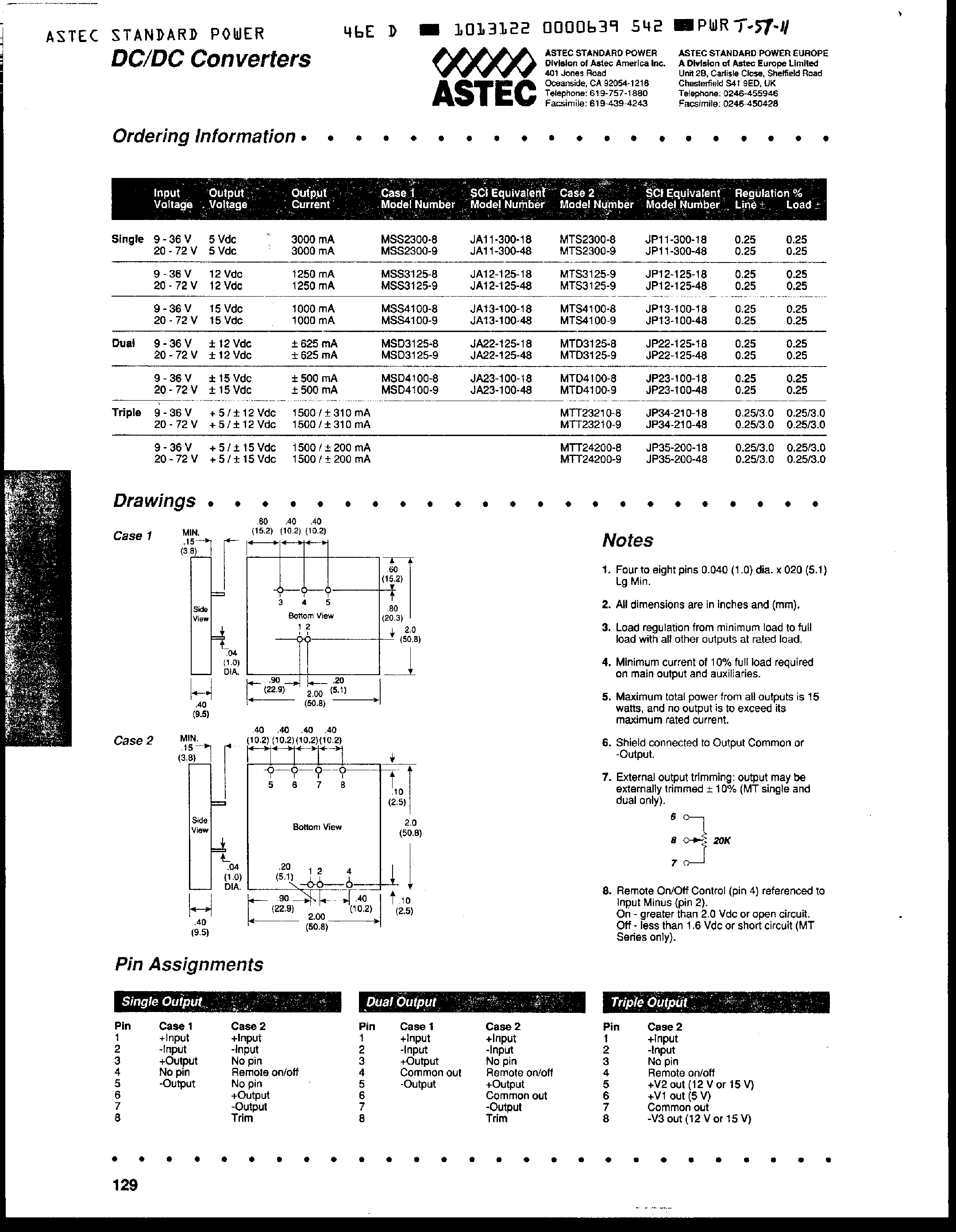 Даташит на микросхему MTD3125-8 страница 2 Даташит MTD3125-8 - (MT Series) DC/DC Converters страница 2
