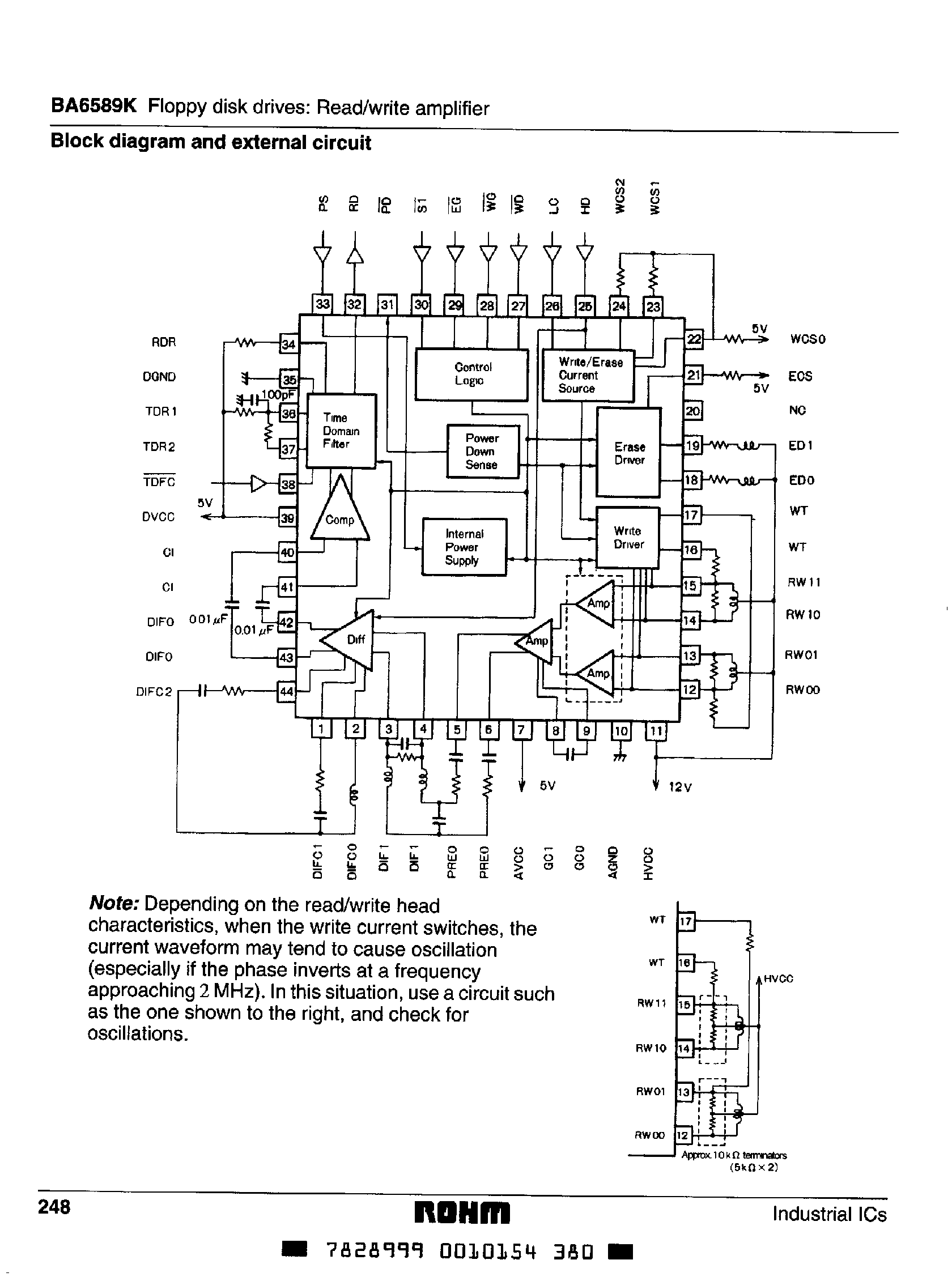 Datasheet BA6589K page 2 Datasheet BA6589K - Read/Write Amplifier for FDD page 2