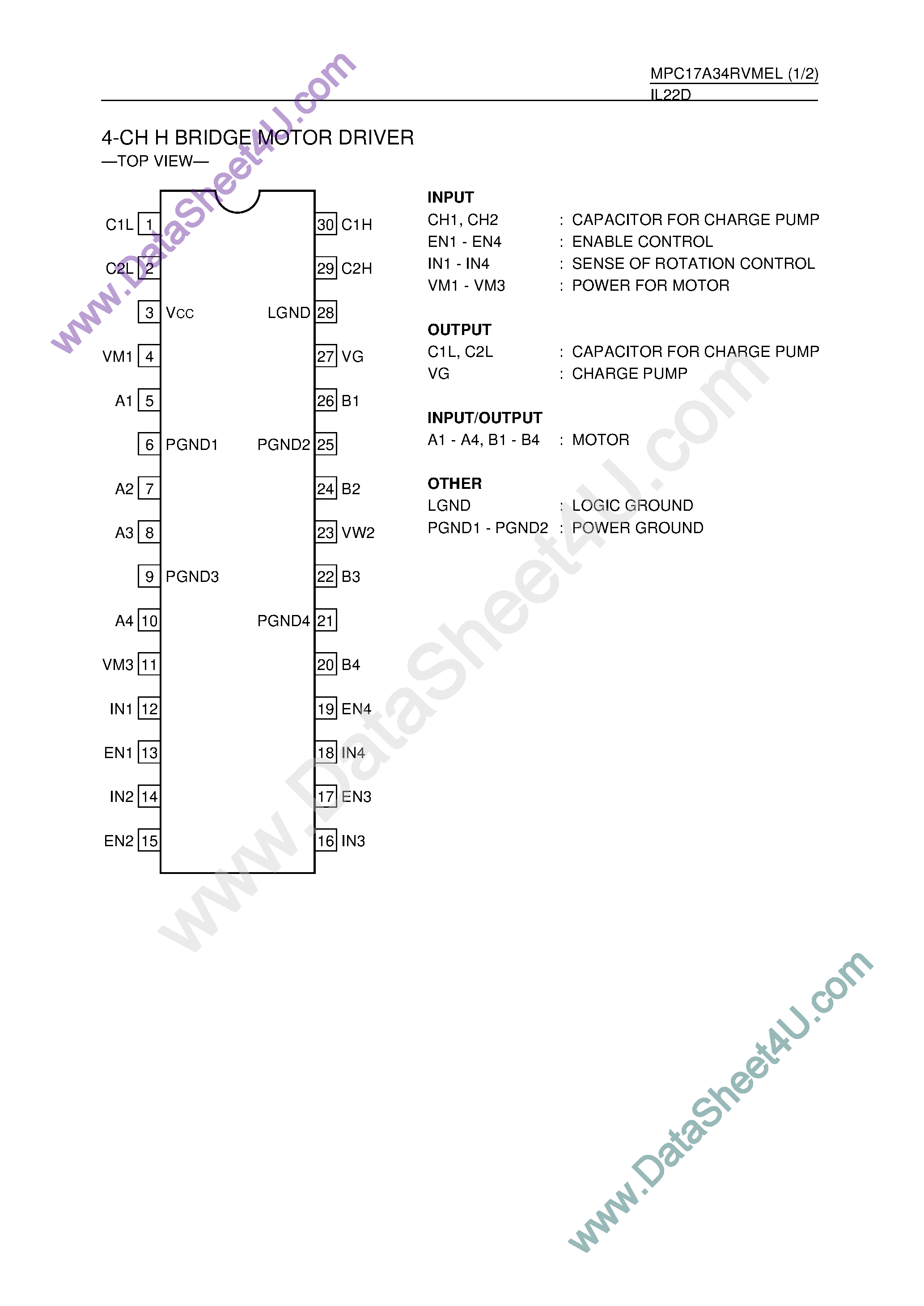 Datasheet MPC17A34RVMEL page 1 Datasheet MPC17A34RVMEL - 4-Ch H-Bridge Motor Driver page 1