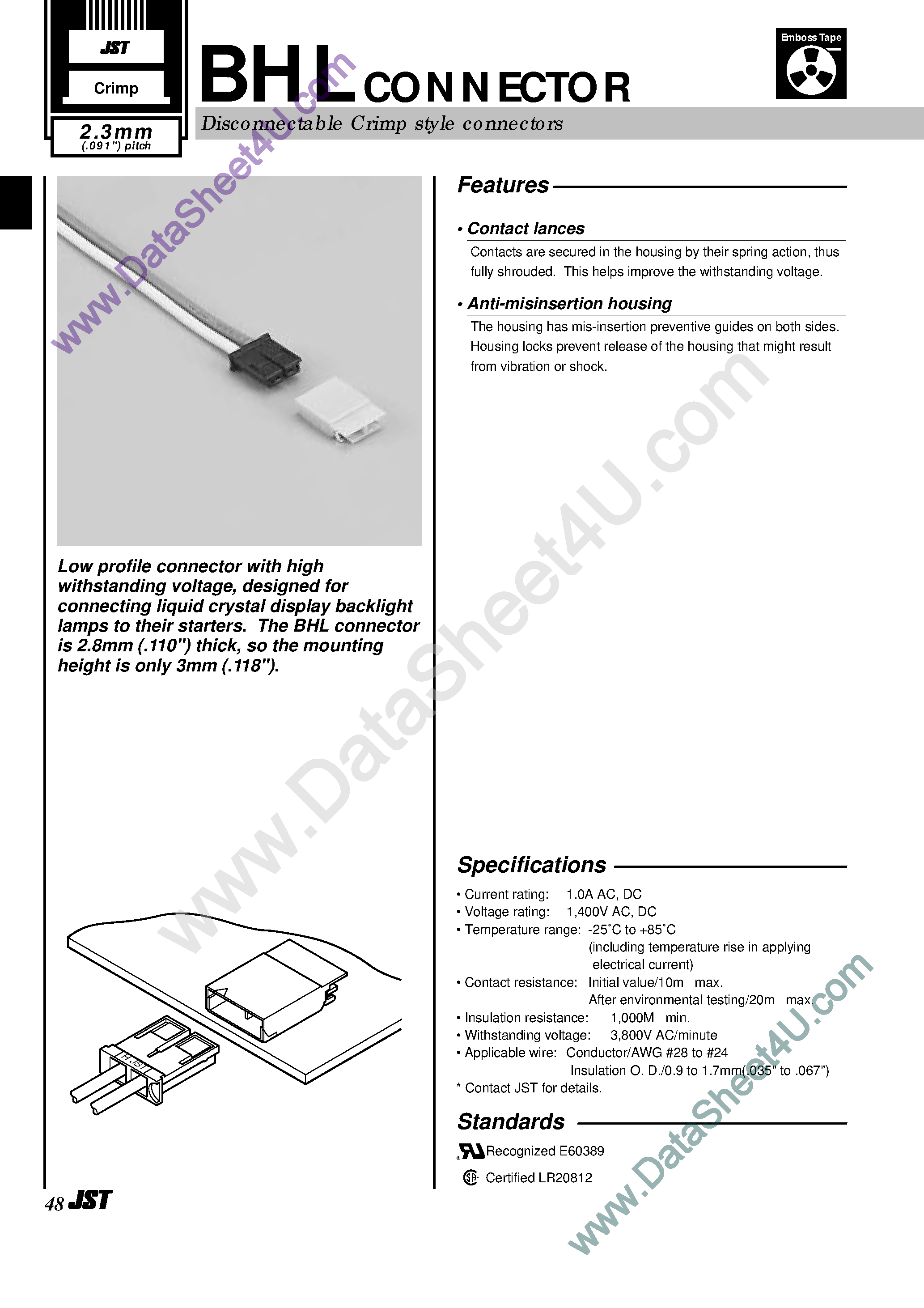 Даташит SM02B-BHLS-1-TB - BHL Connector страница 1
