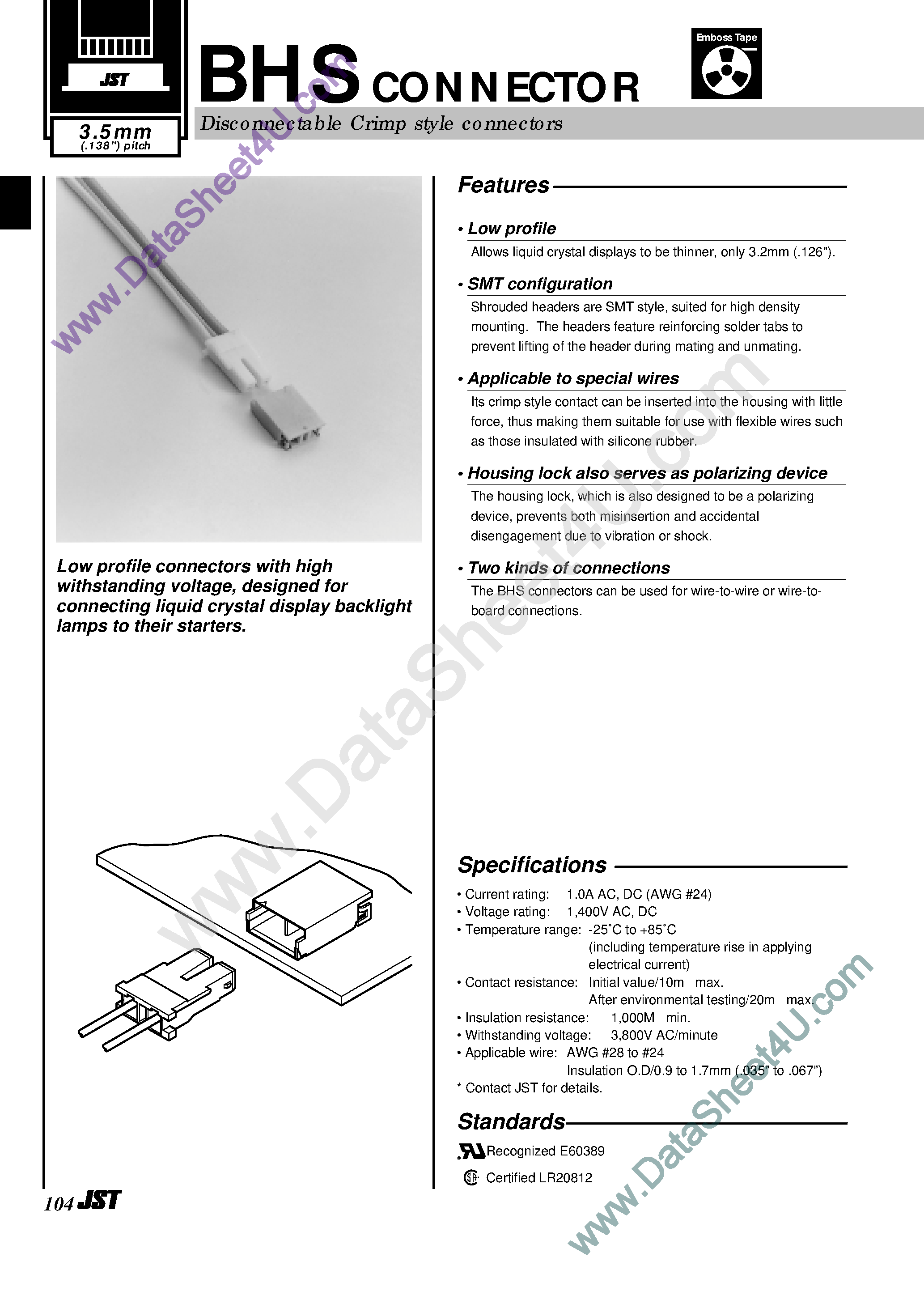 Даташит SM02B-BHSS-1-TB - BHS Connector страница 1
