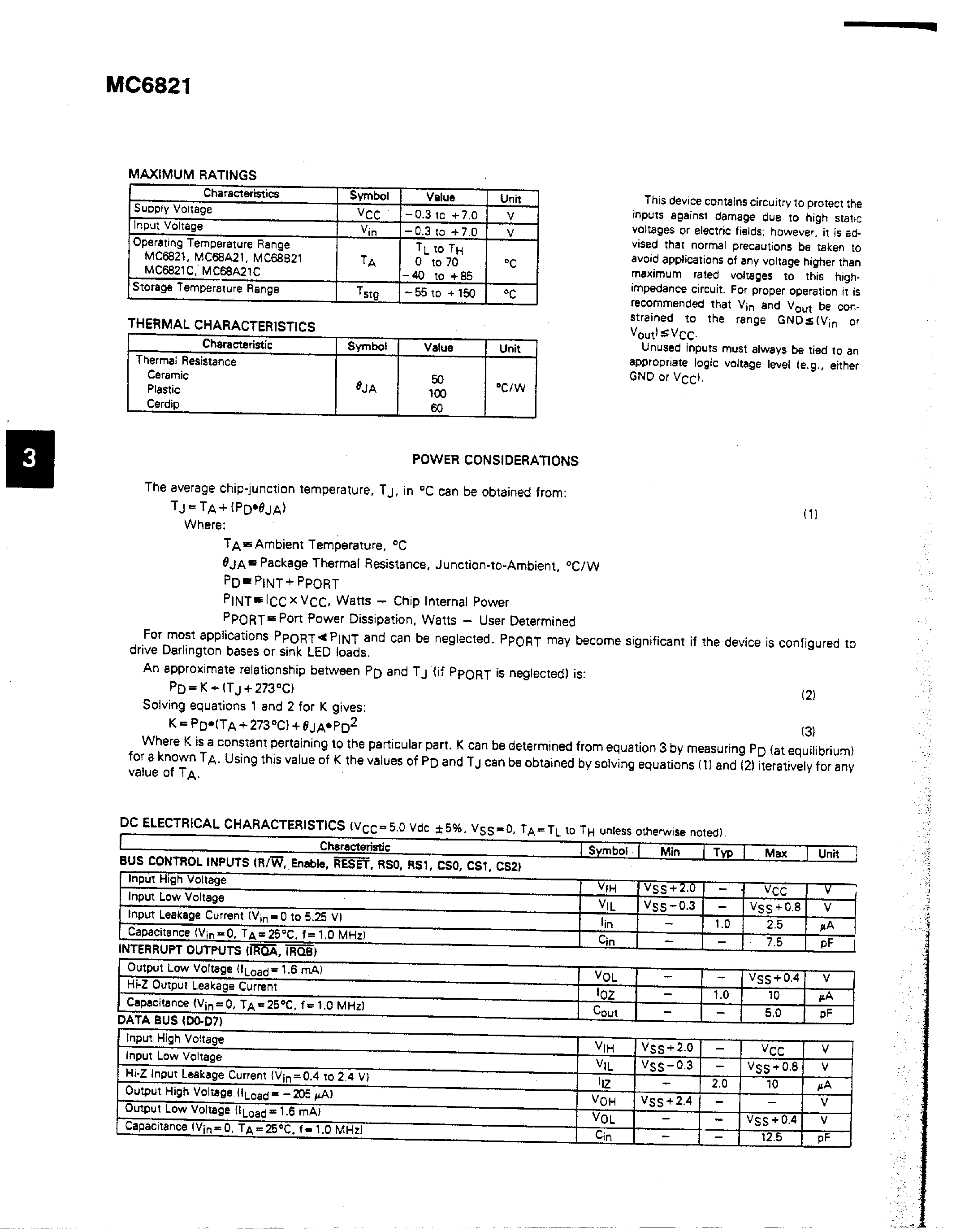 Datasheet MC6821 - PERIPHERAL INTERFACE ADAPTER page 2