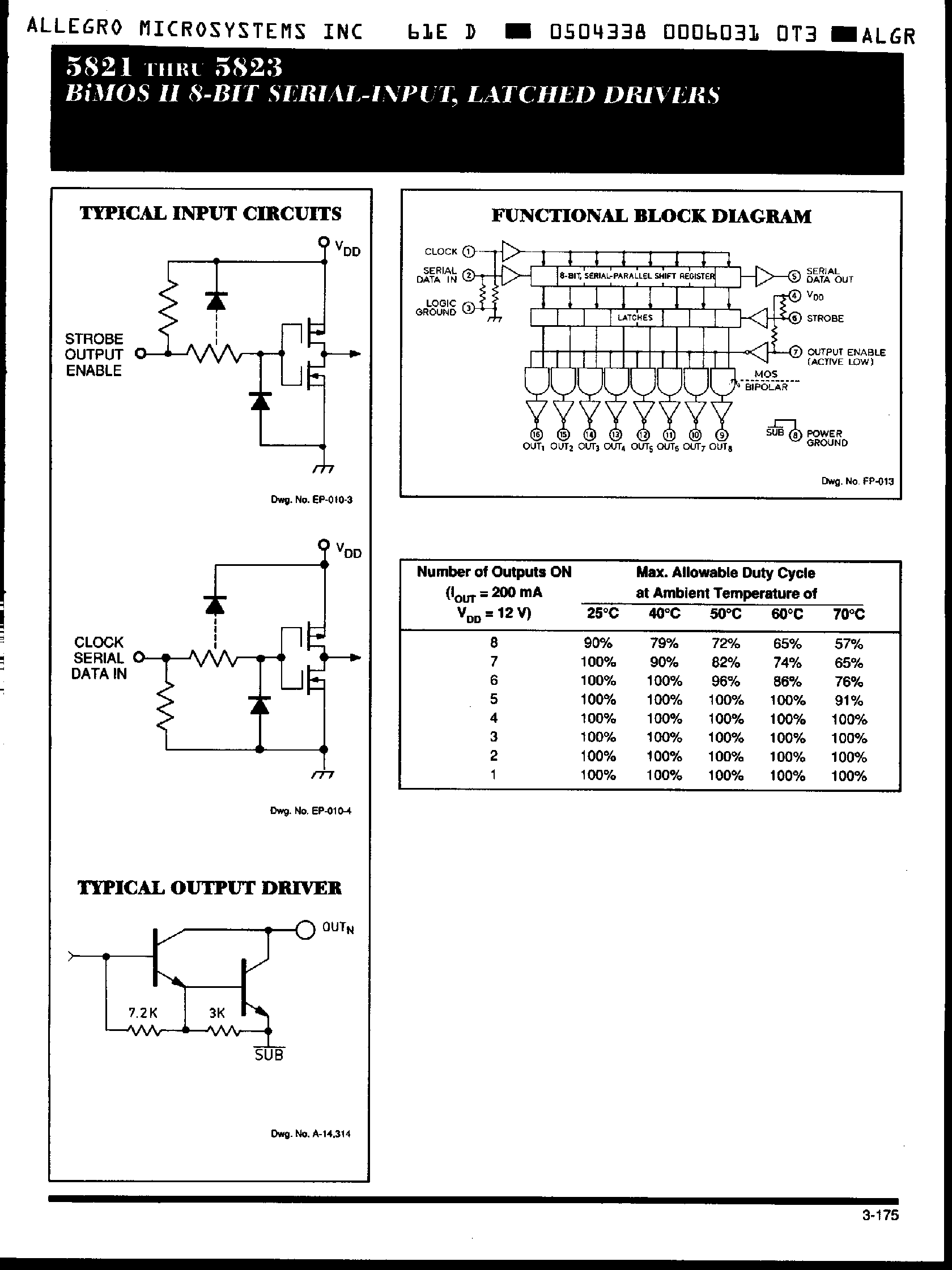 Даташит UCN5821 - (UCN5821 - UCN5823) BiMOS II 8-Bit Serial-Input / Latched Drivers страница 2