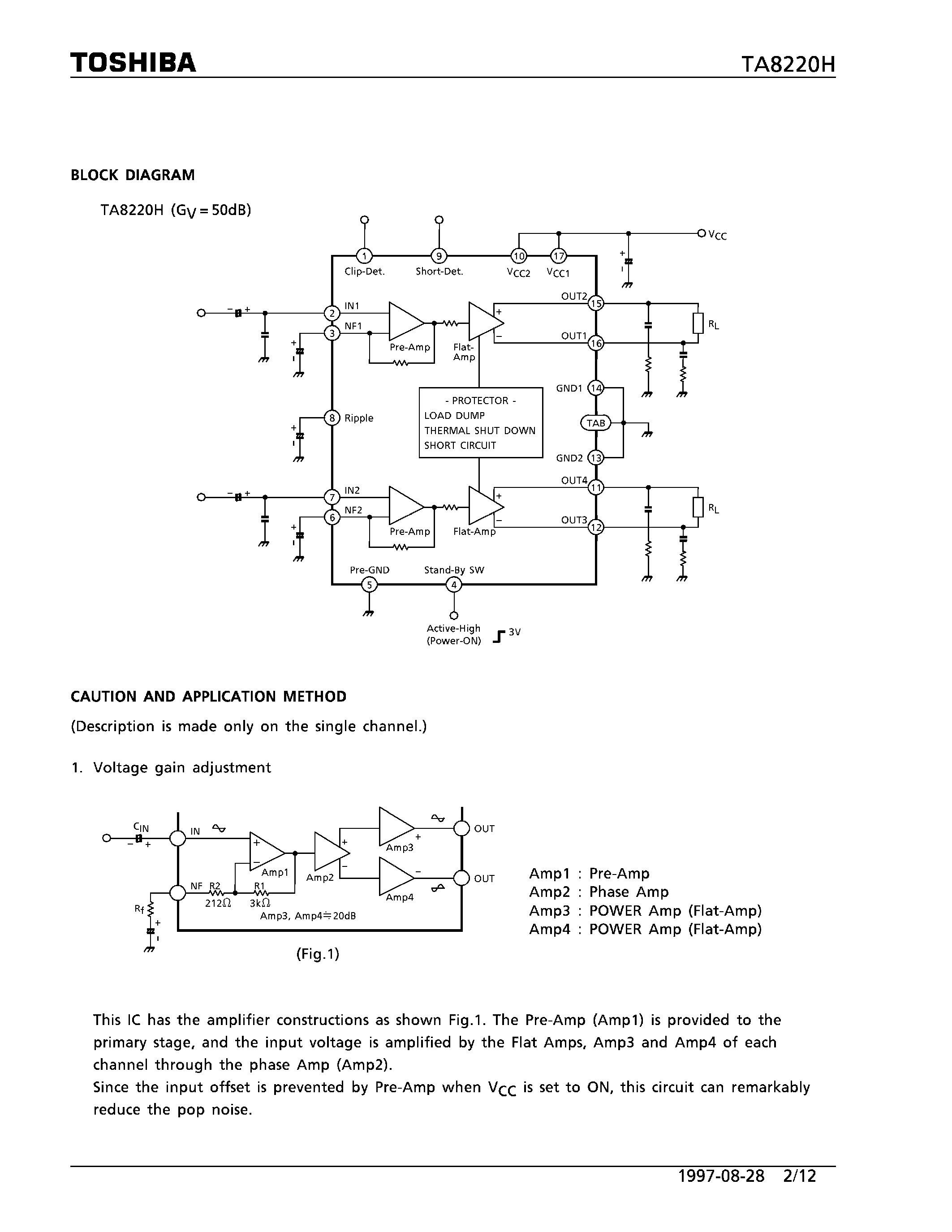 Даташит TA8220H - 30W BTL x 2CH AUDIO POWER AMPLIFIER страница 2