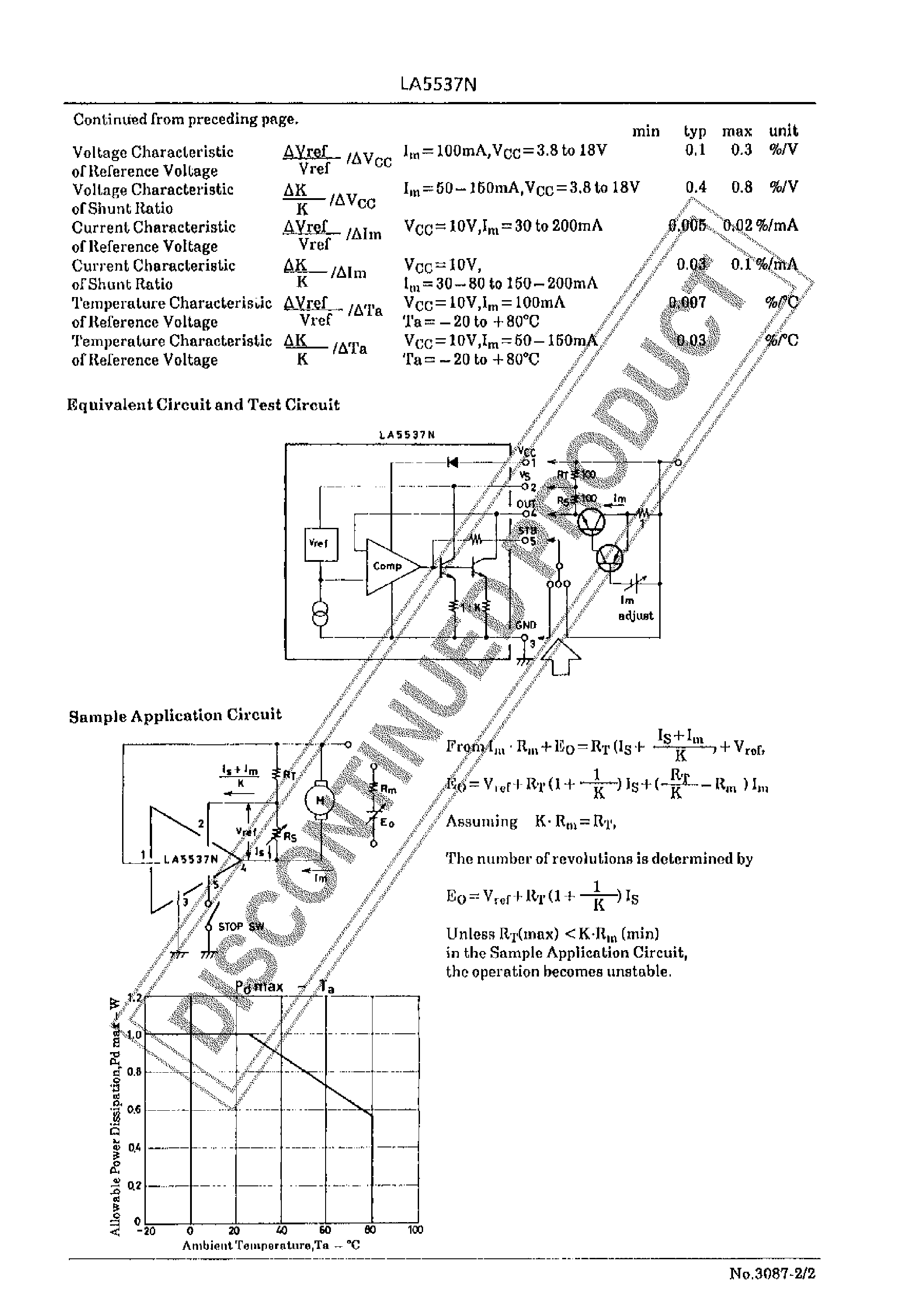 Даташит LA5537N - CONSUMER USE COMPACT DC MOTOR SPEED CONTROLLER страница 2