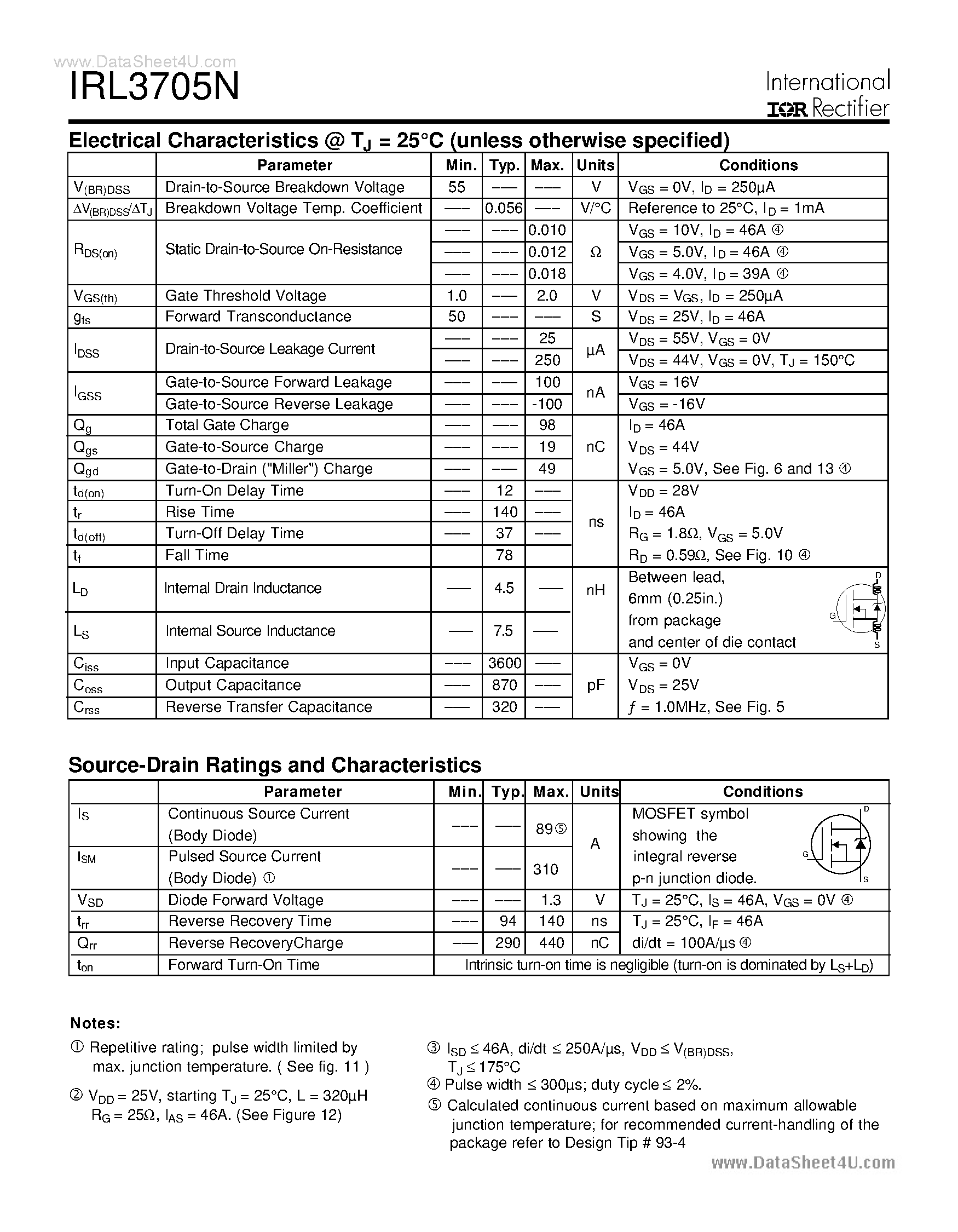 Datasheet L3705N - Search -----> IRL3705N page 2