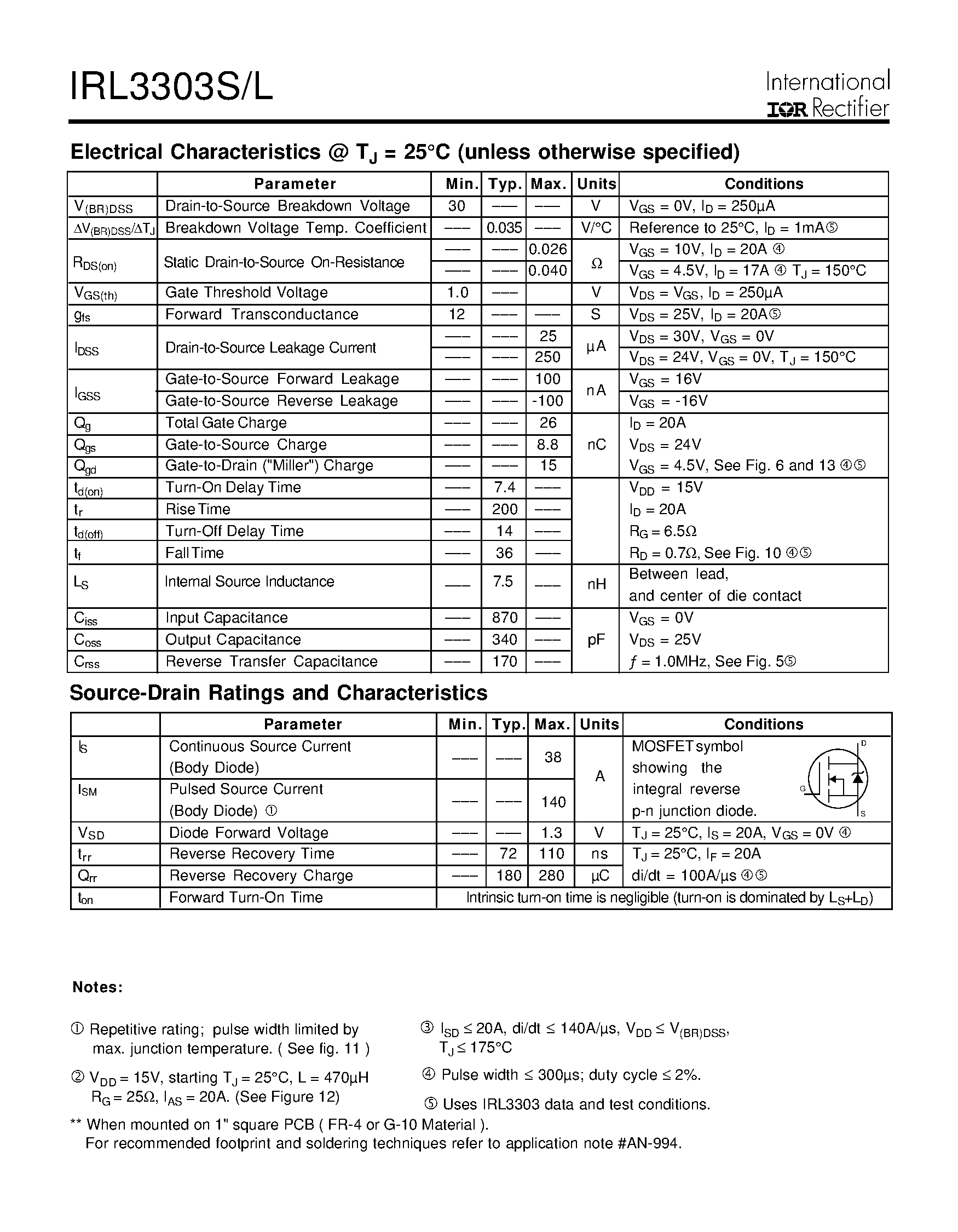 Datasheet IRL3303L - HEXFET Power MOSFET page 2