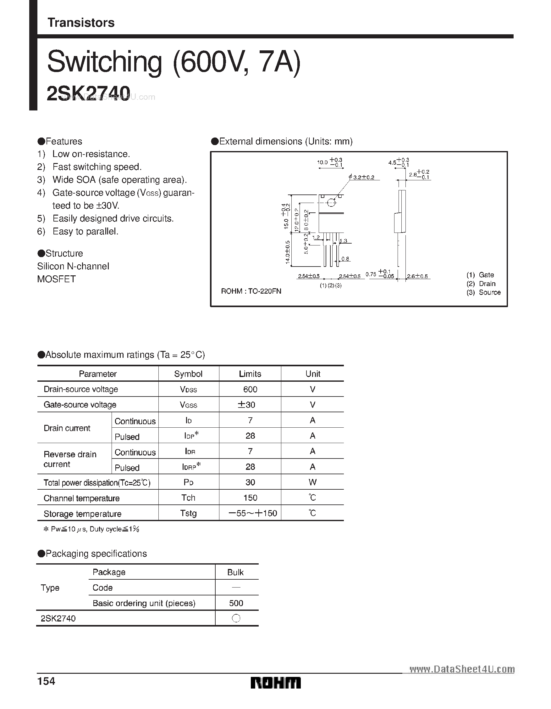 Datasheet K2740 - Search -----> 2SK2740 page 1