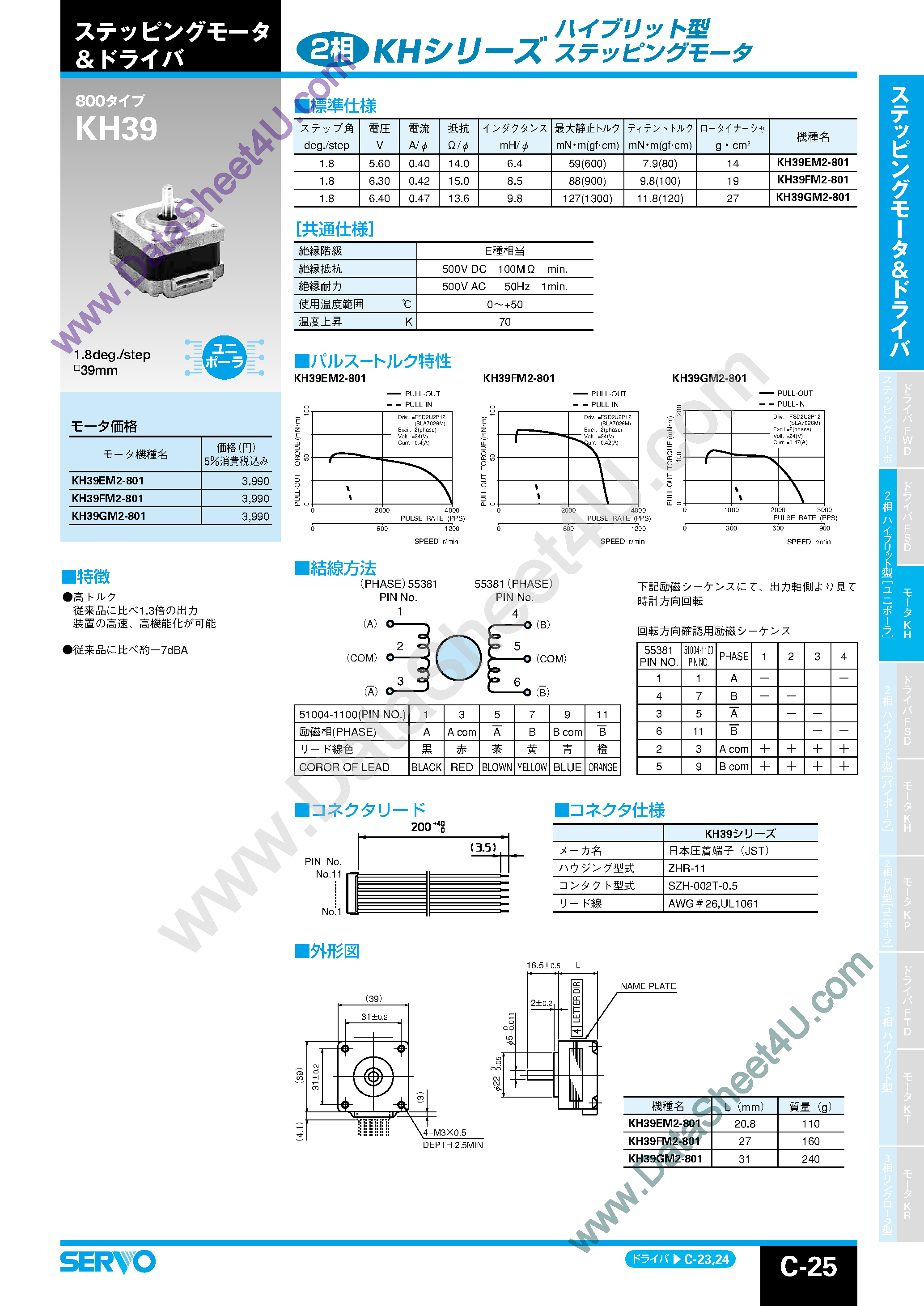 Даташит KH39EM2-801 - 2-Phase Hybrid Stepping Motor страница 1