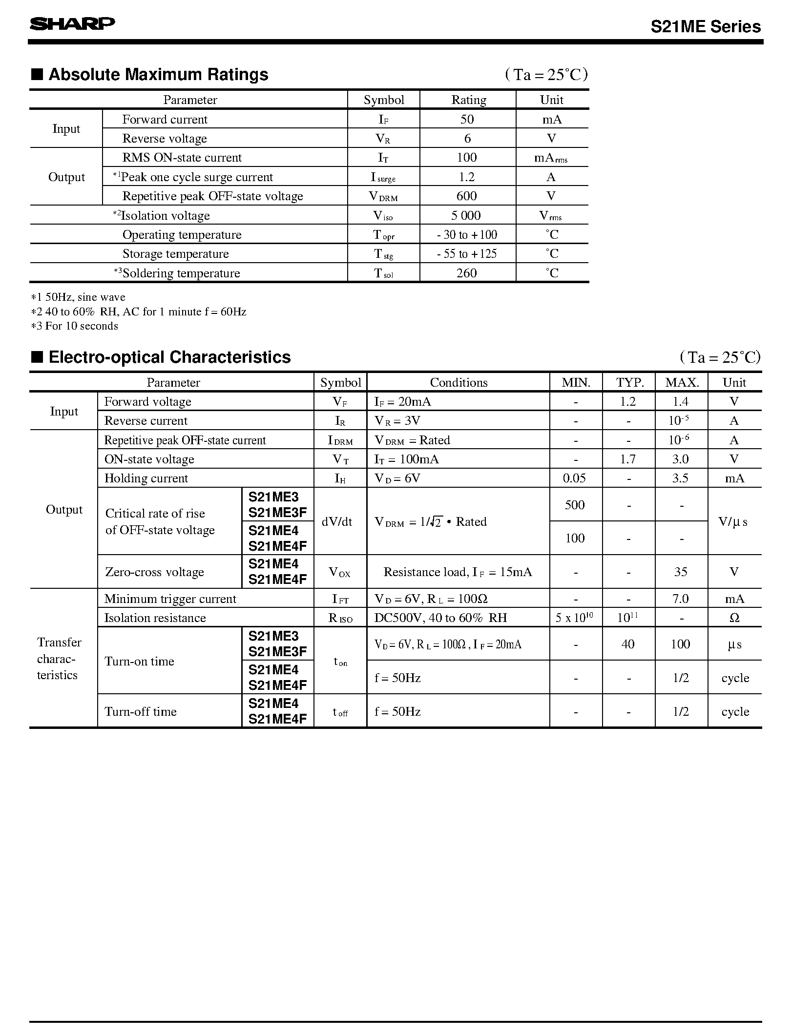 Даташит на микросхему S21ME3 страница 2 Даташит S21ME3 - (S21ME Series) TRIAC-OUTPUT OPTOCOUPLER страница 2
