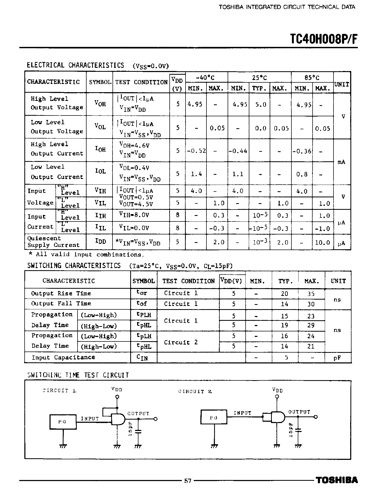 Datasheet TC40H008F page 2 Datasheet TC40H008F - CMOS Digital Integrated Circuit Silicon Monolithic page 2
