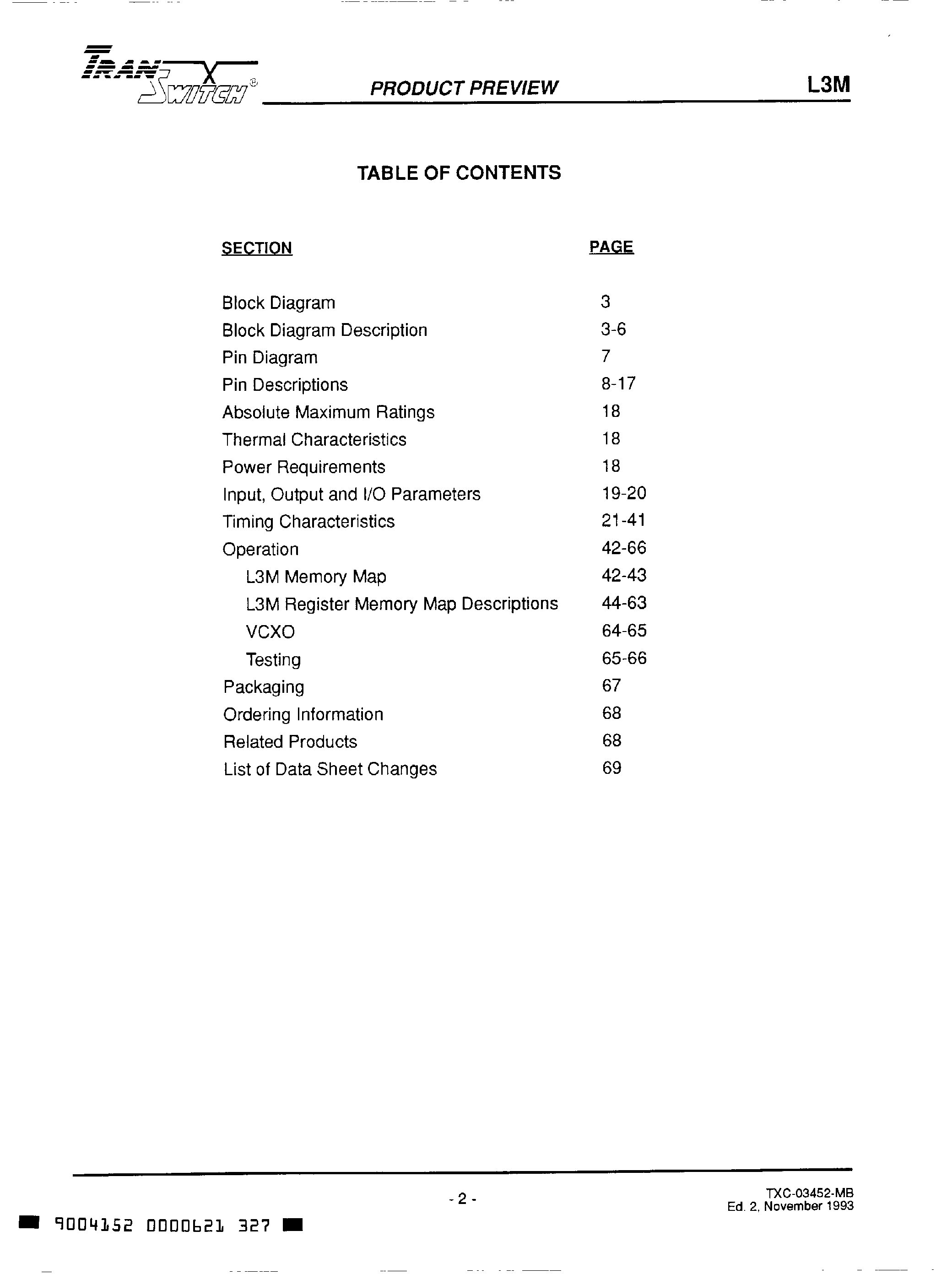 Datasheet TXC-03452 - L3M Device Level 3 Mapper page 2