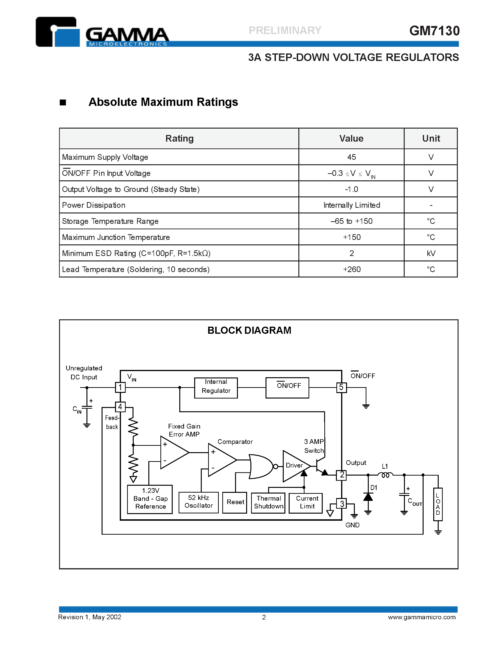 Даташит на микросхему GM7130 страница 2 Даташит GM7130 - 3A Step-down Voltage Regulator страница 2