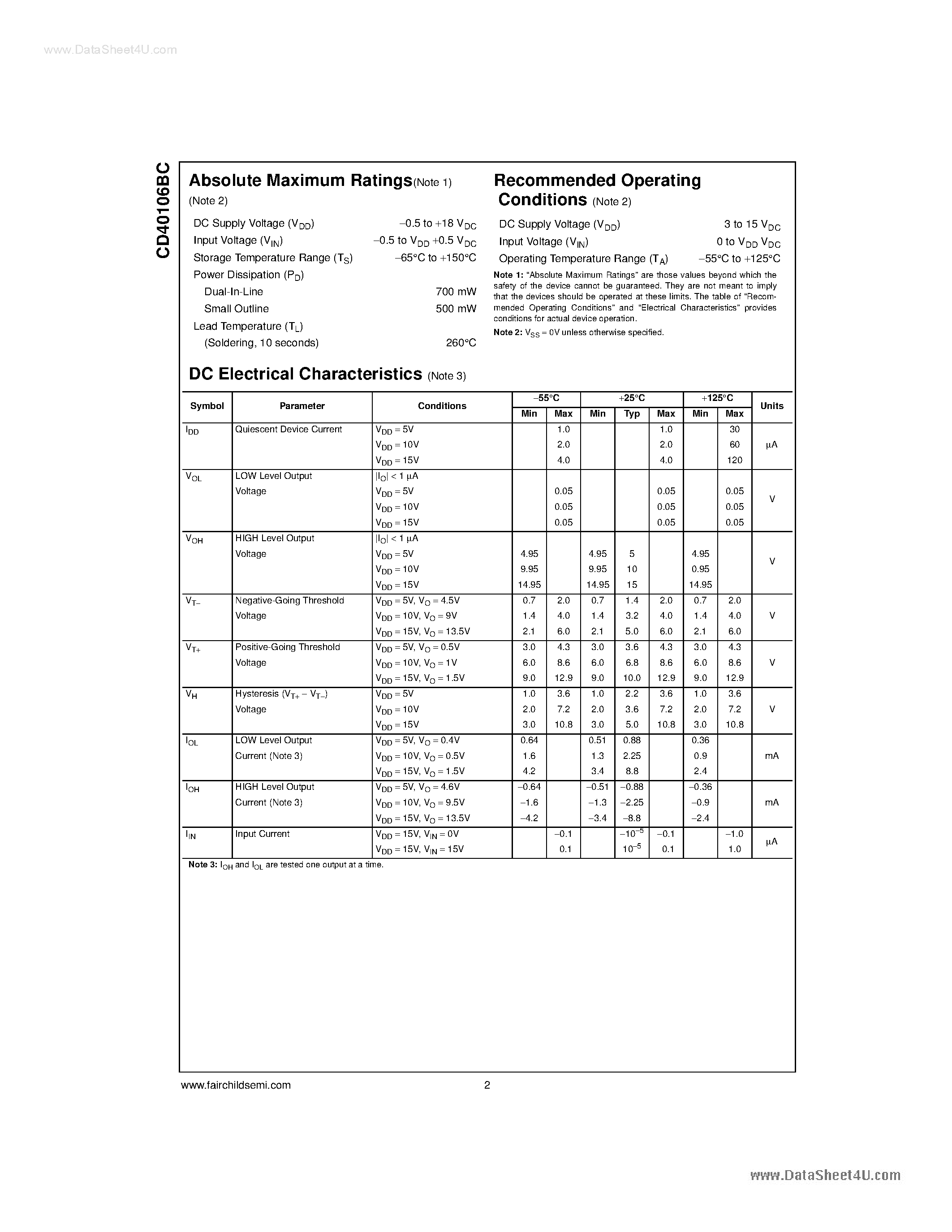 Даташит 40106BP - Search -----> CD40106BP страница 2