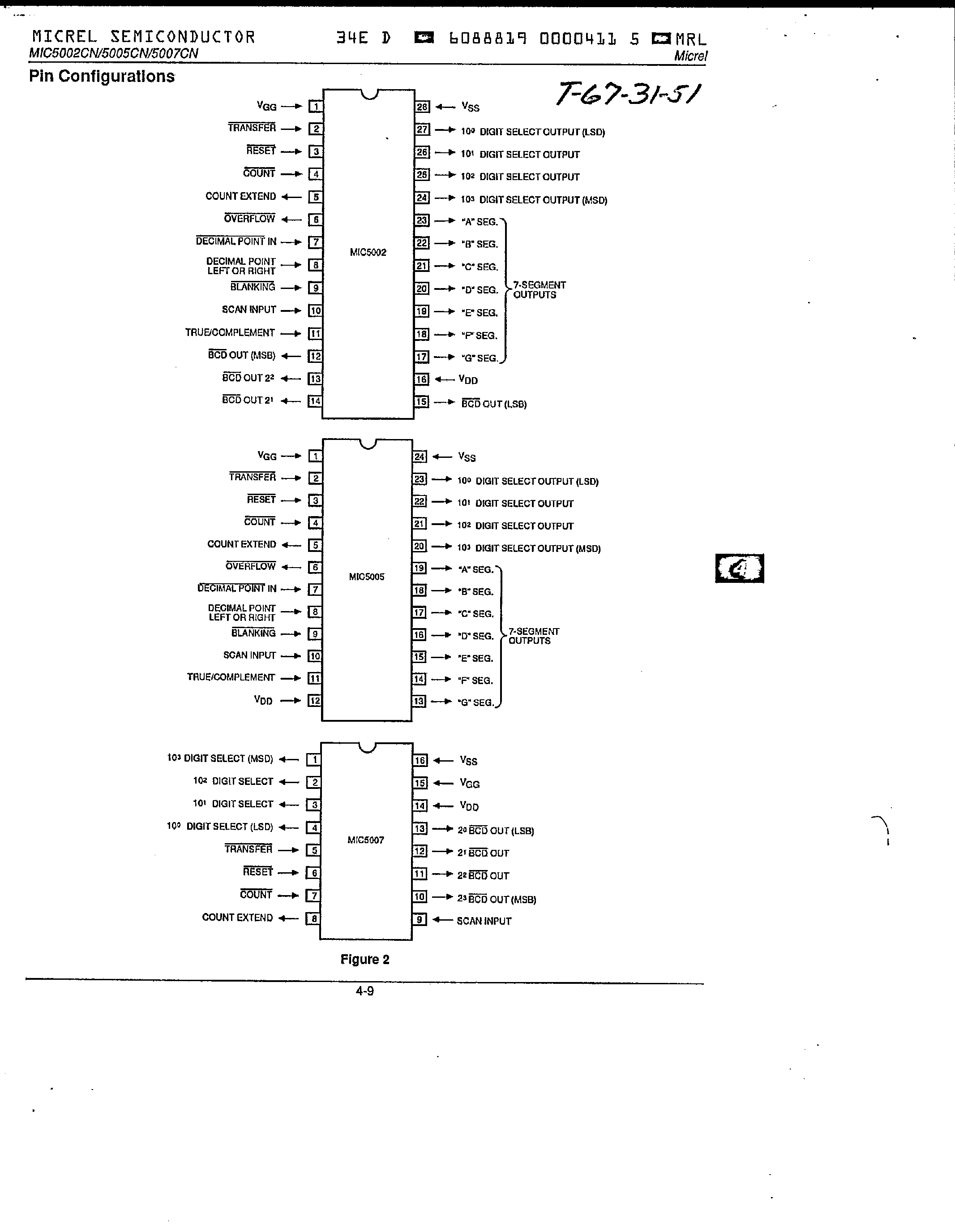 Datasheet MIC5002CN - (MIC5002CN - MIC5007CN) 4-Digital Counter / Display Decoder page 2