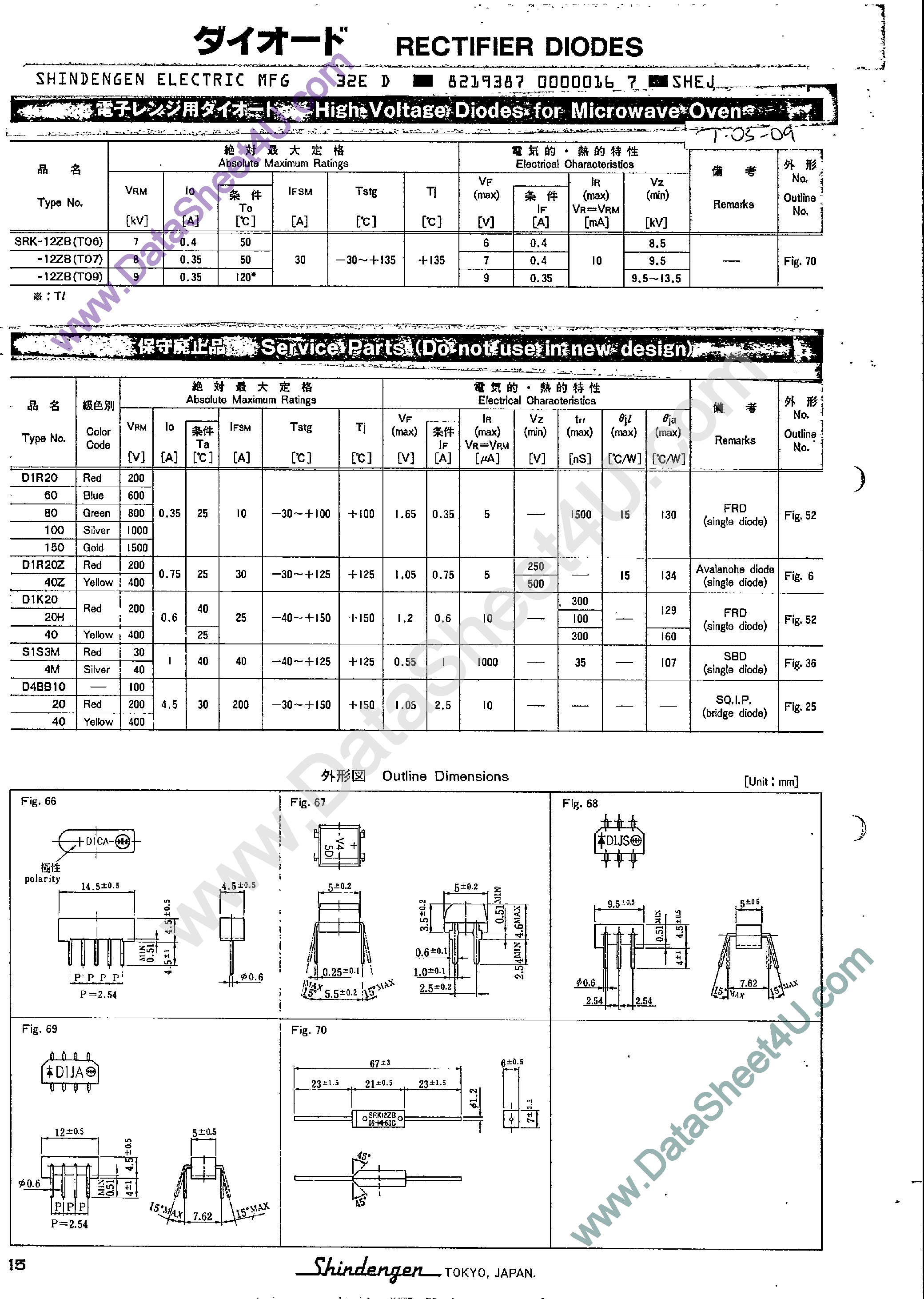 Даташит SRK-12ZB - Rectifier Diodes страница 1
