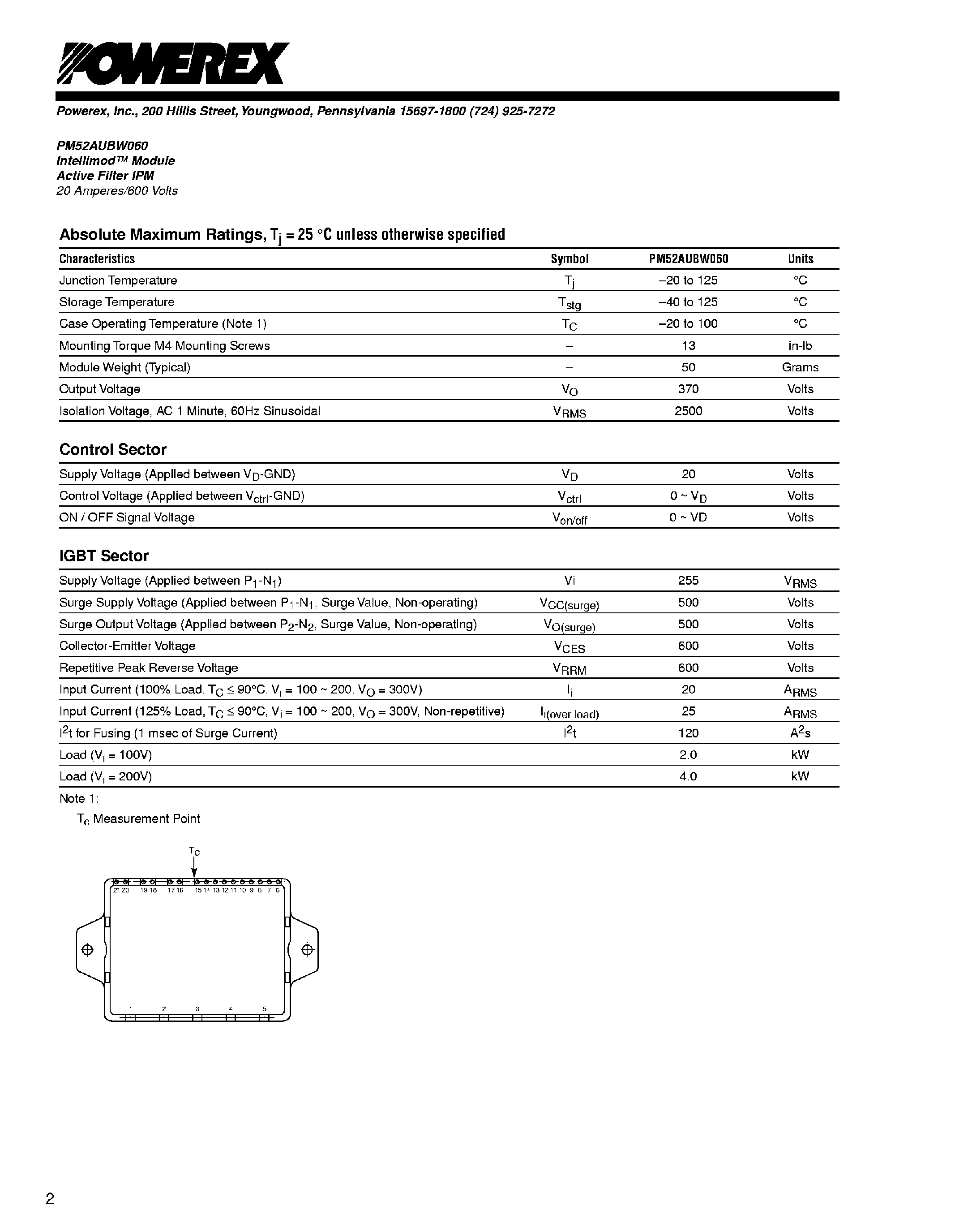 Даташит PM52AUBW060 - Active Filter IPM страница 2