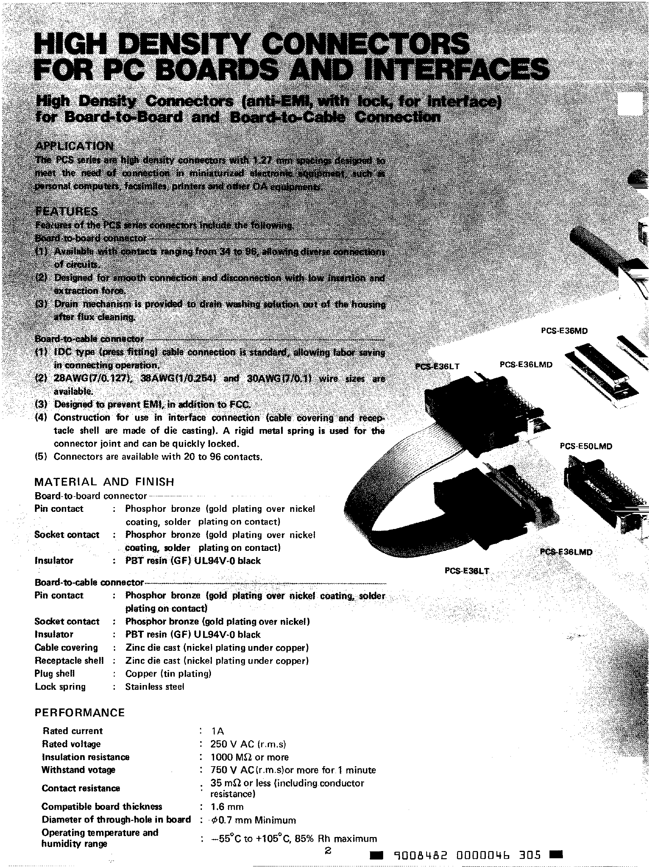 Даташит на микросхему PCS-E20PM страница 2 Даташит PCS-E20PM - (PCS-ExxPM-H) IDC Type Male Panel Mounting Cable Connector страница 2