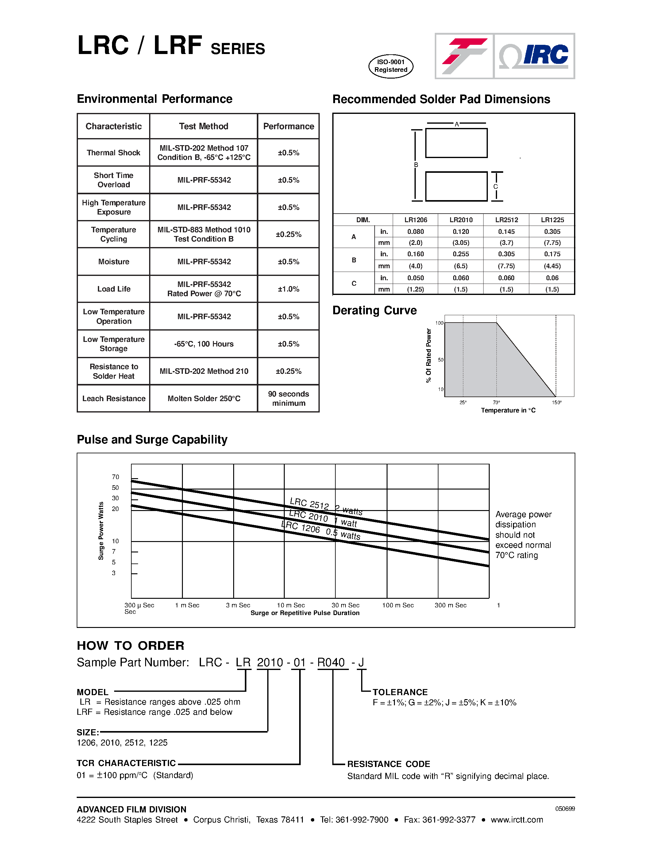 Даташит LRC-LR1206-xxxx - (LRC / LRF Series) Low Value Flat Chip Resistor страница 2