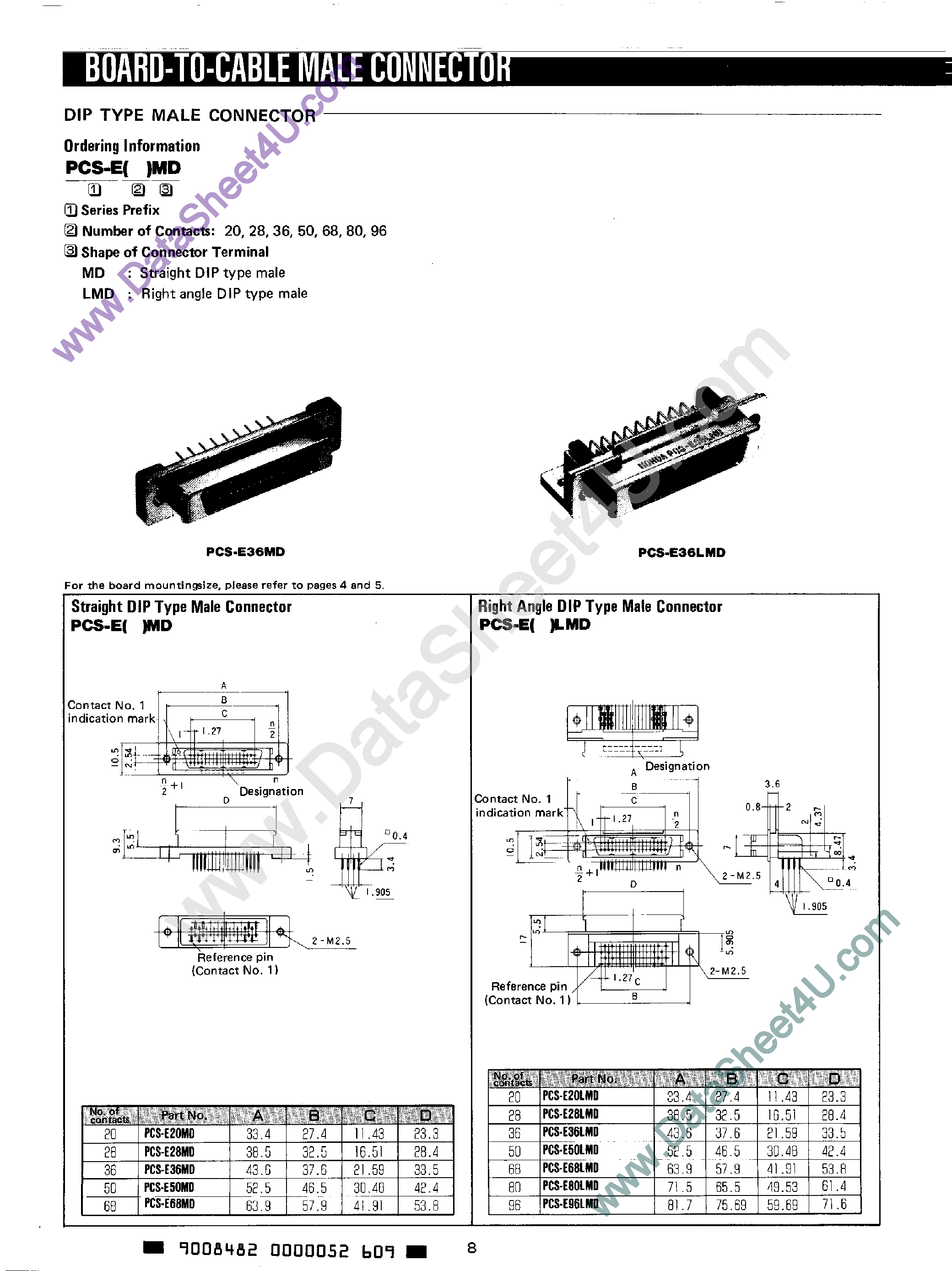Даташит PCS-E20LMD - (PCS-ExxMD) Board-to-Cable Male Connector страница 1