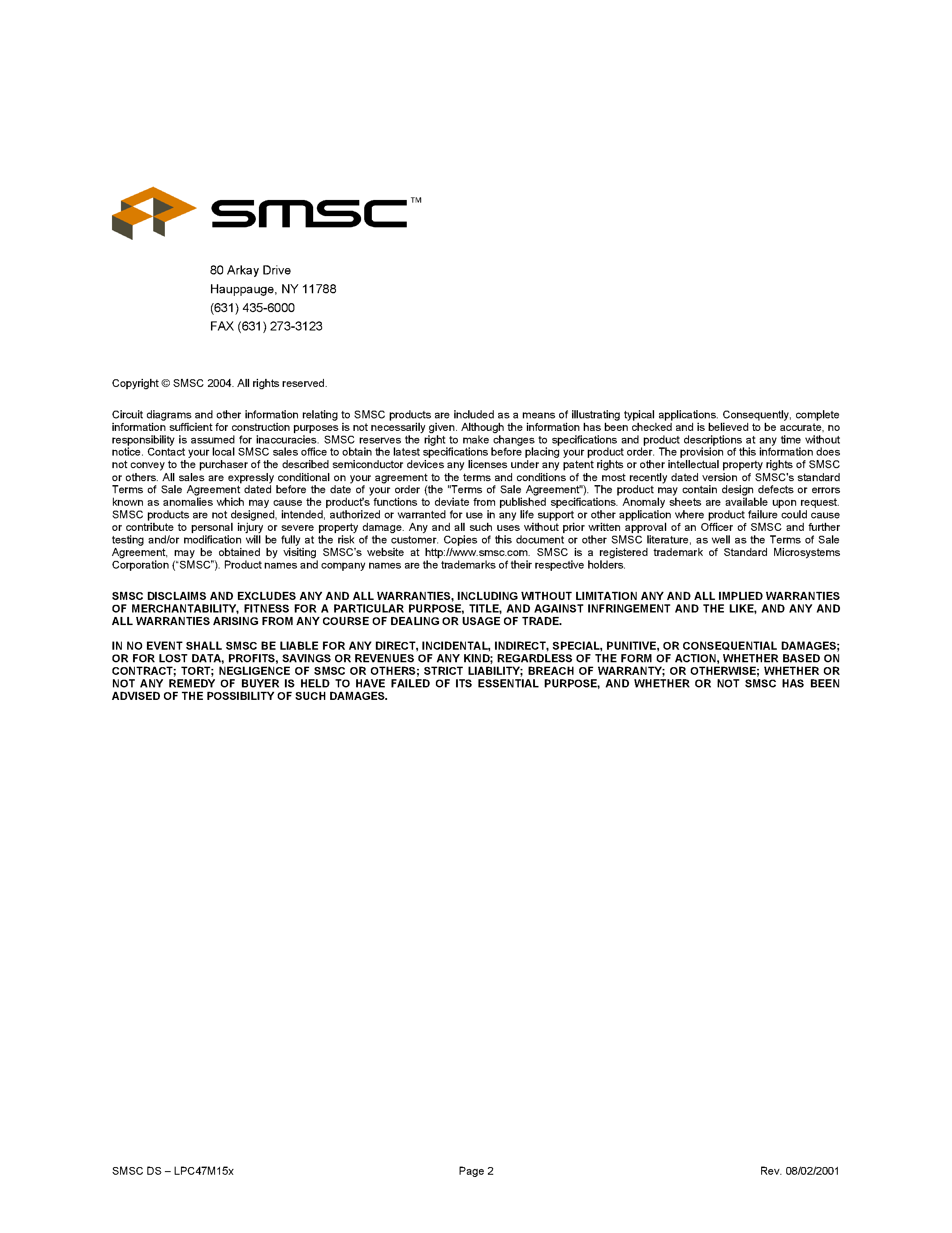 Datasheet LPC47M15x - LPC SUPER I/O WITH HARDWARE MONITORING BLOCK page 2