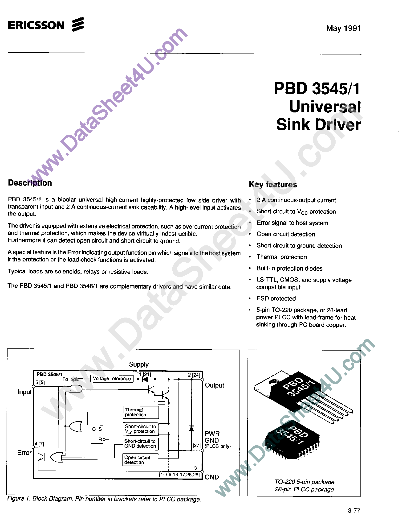 Datasheet PBD3545/1 page 1 Datasheet PBD3545/1 - Universal Sink Driver page 1