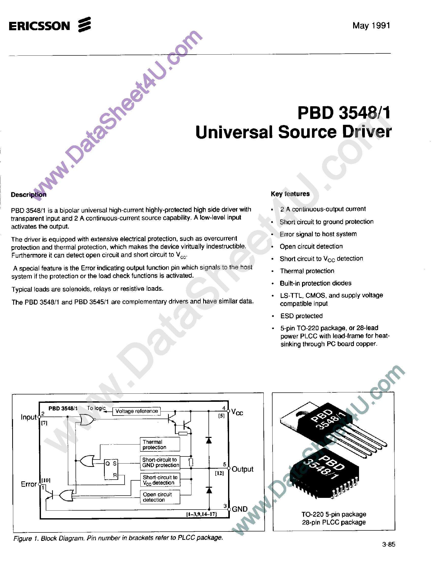 Datasheet PBD3548/1 page 1 Datasheet PBD3548/1 - Universal Source Driver page 1