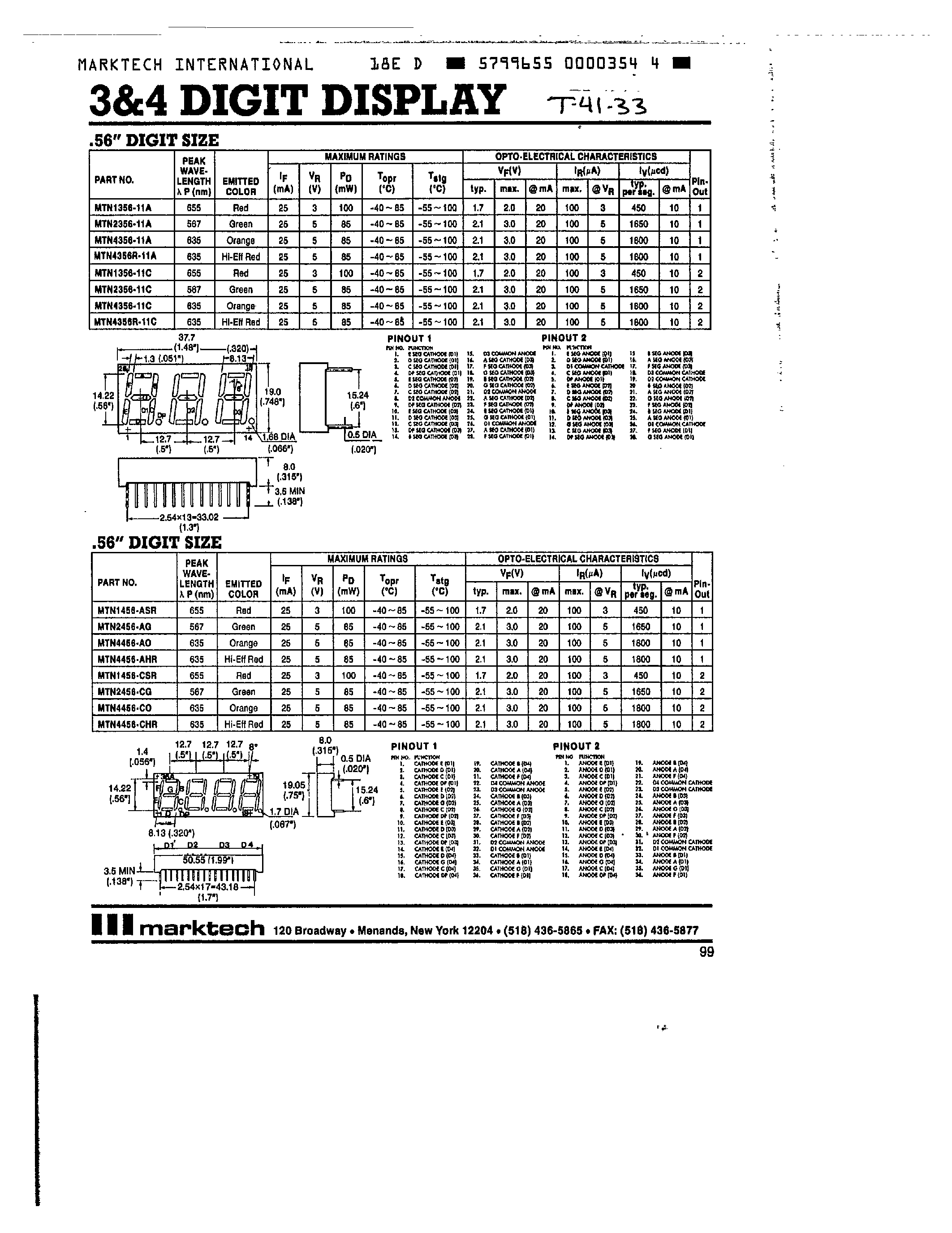 Datasheet MTN1356 - (MTNxxxx) 3&4 DIGIT DISPLAY page 1