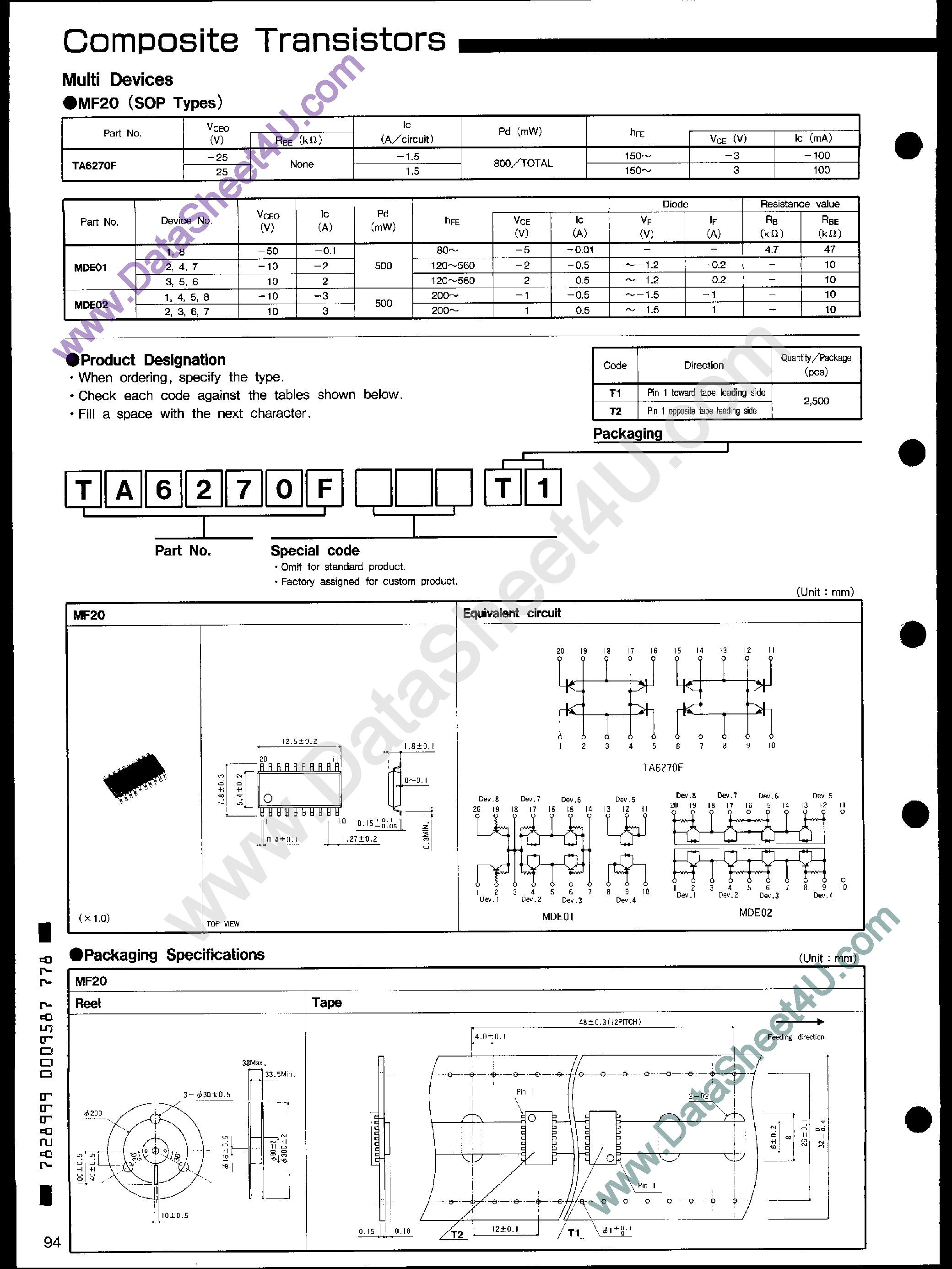 Datasheet TA6270F page 1 Datasheet TA6270F - Composite Transistors page 1